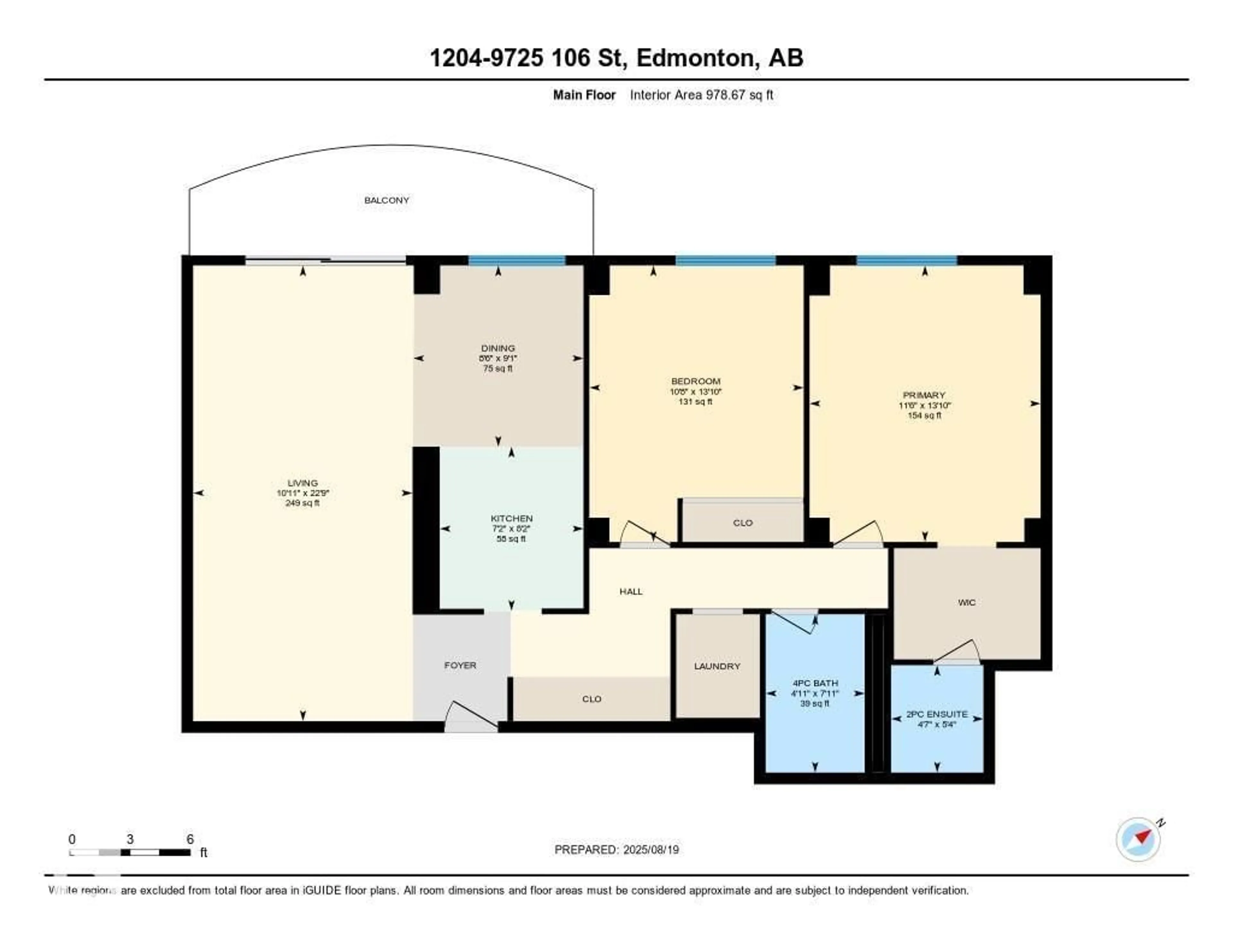 Floor plan for 9725 - 1204 106 ST, Edmonton Alberta T5K1B5