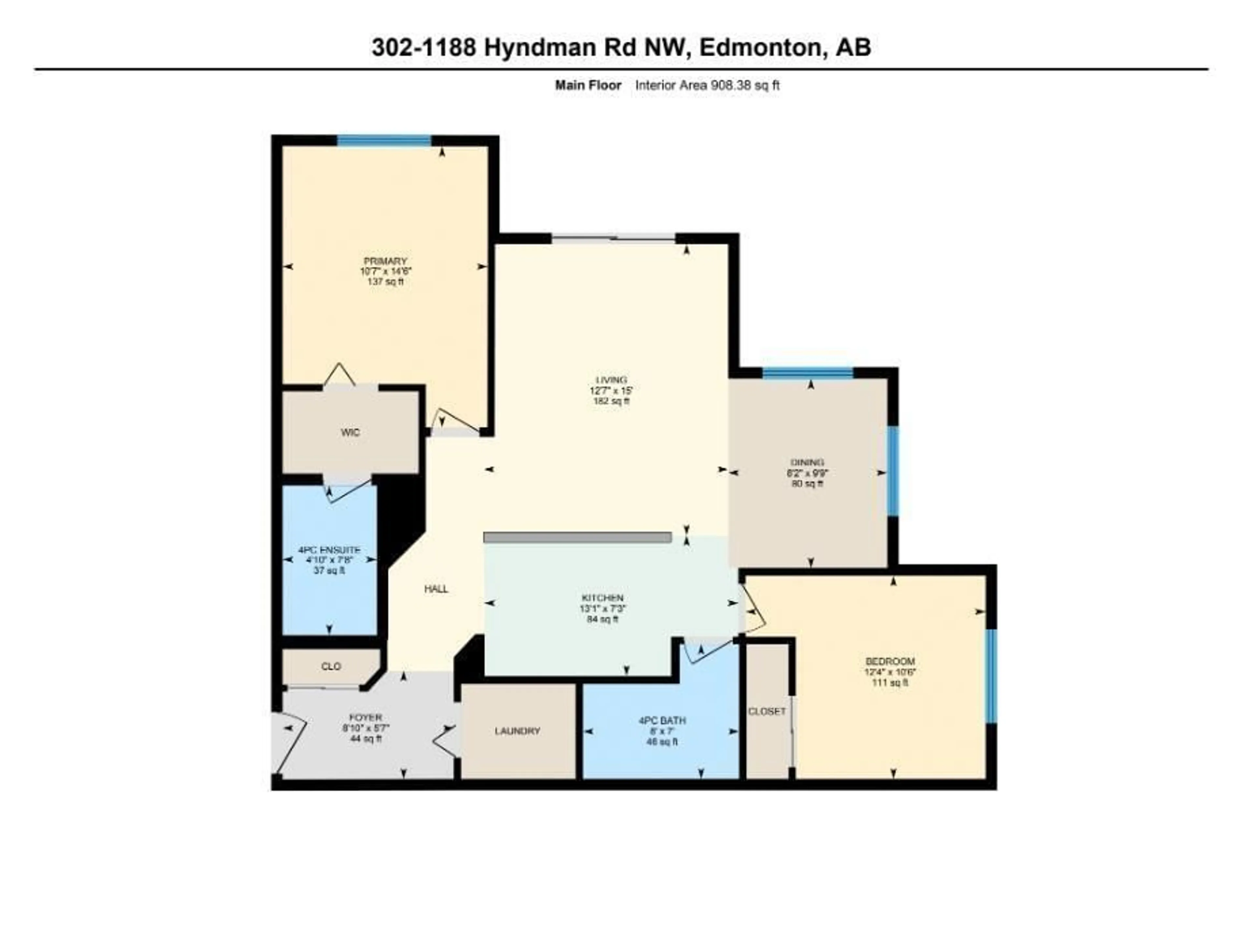 Floor plan for #302 - 1188 HYNDMAN RD, Edmonton Alberta T5A0E9