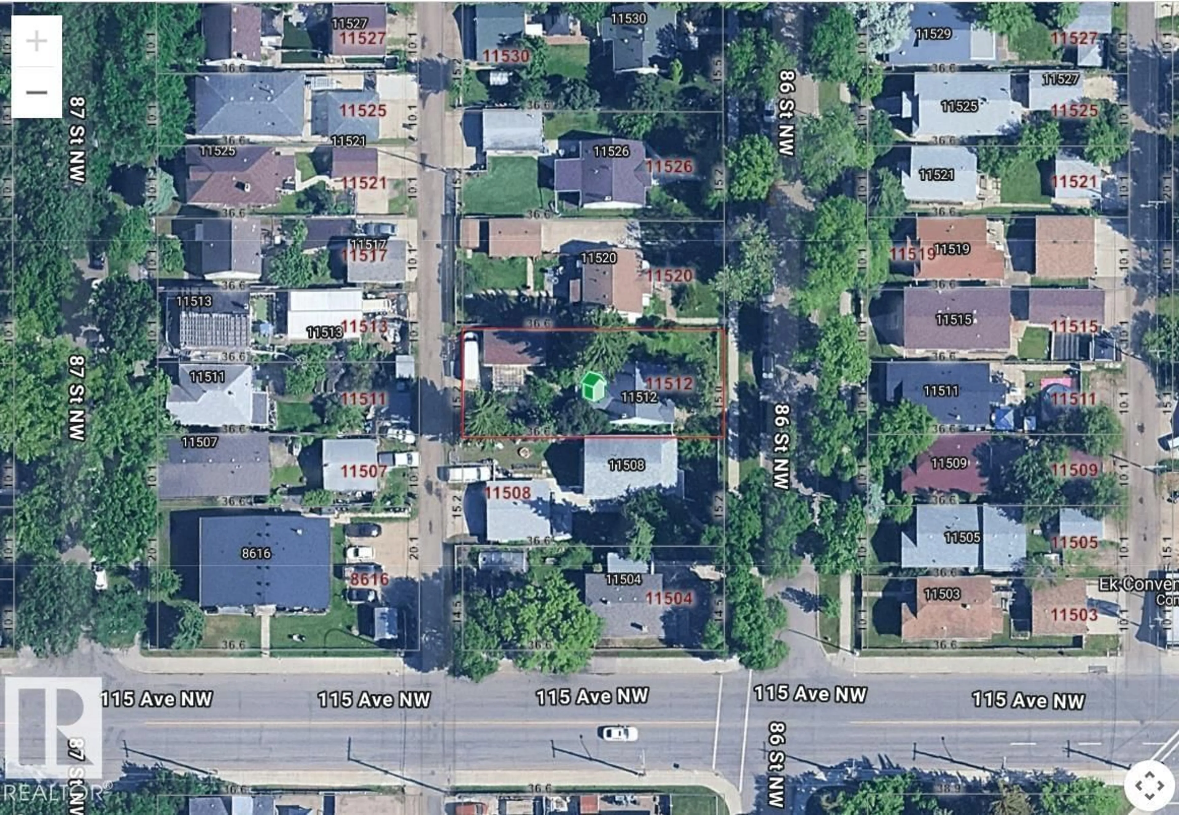 A pic from outside/outdoor area/front of a property/back of a property/a pic from drone, street for NW - 11512 86 ST, Edmonton Alberta T5B3J5