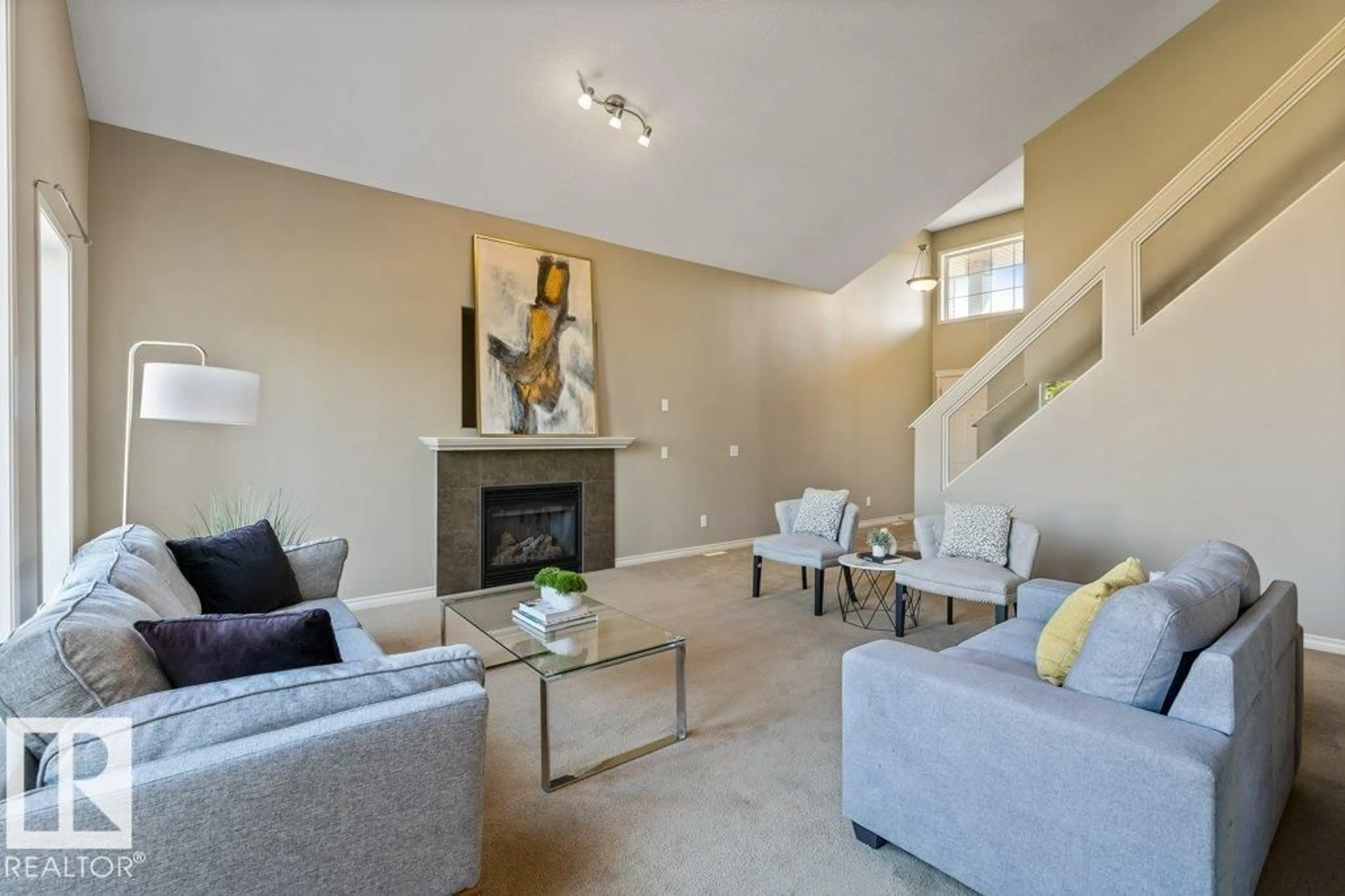 Living room with furniture, unknown for 4208 162 AV, Edmonton Alberta T5Y0H8