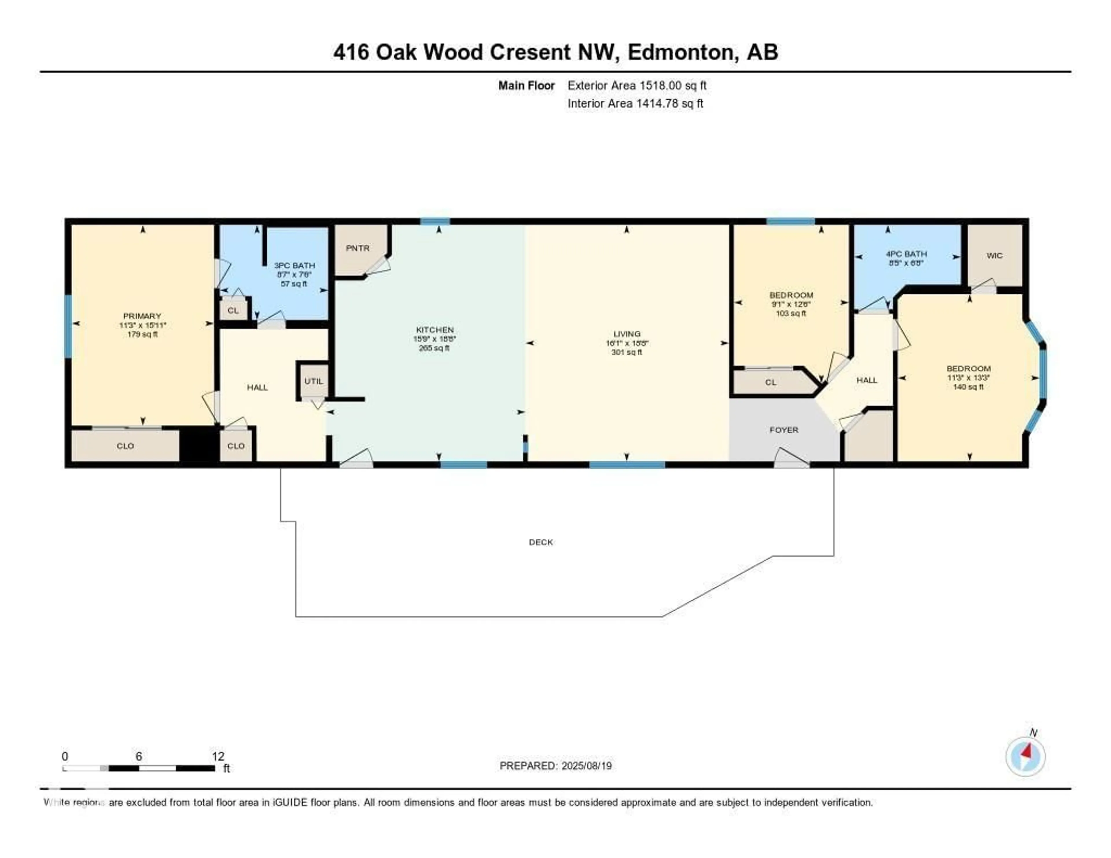 Floor plan for 416 OAK WOOD CR, Edmonton Alberta T6P0B2