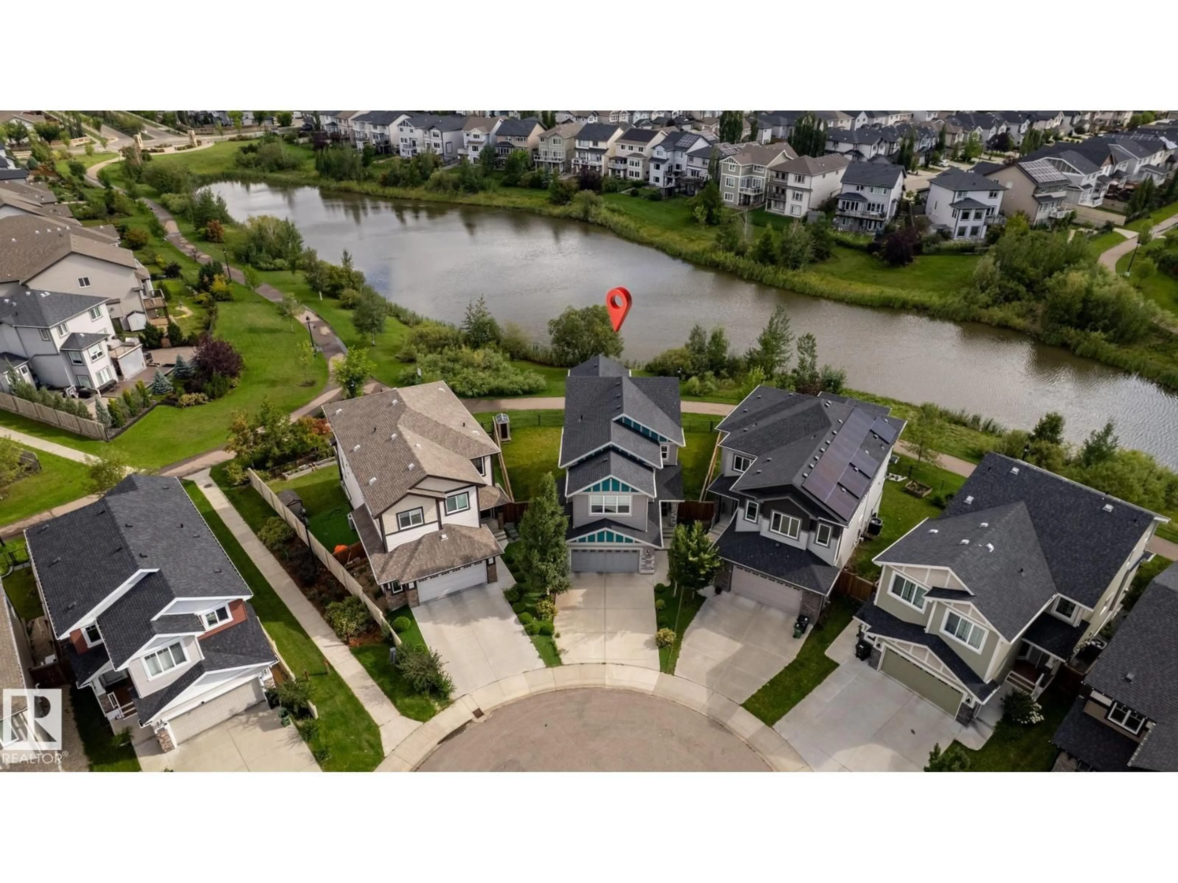 A pic from outside/outdoor area/front of a property/back of a property/a pic from drone, water/lake/river/ocean view for SW - 5441 ALLBRIGHT SQ, Edmonton Alberta T6W3H7