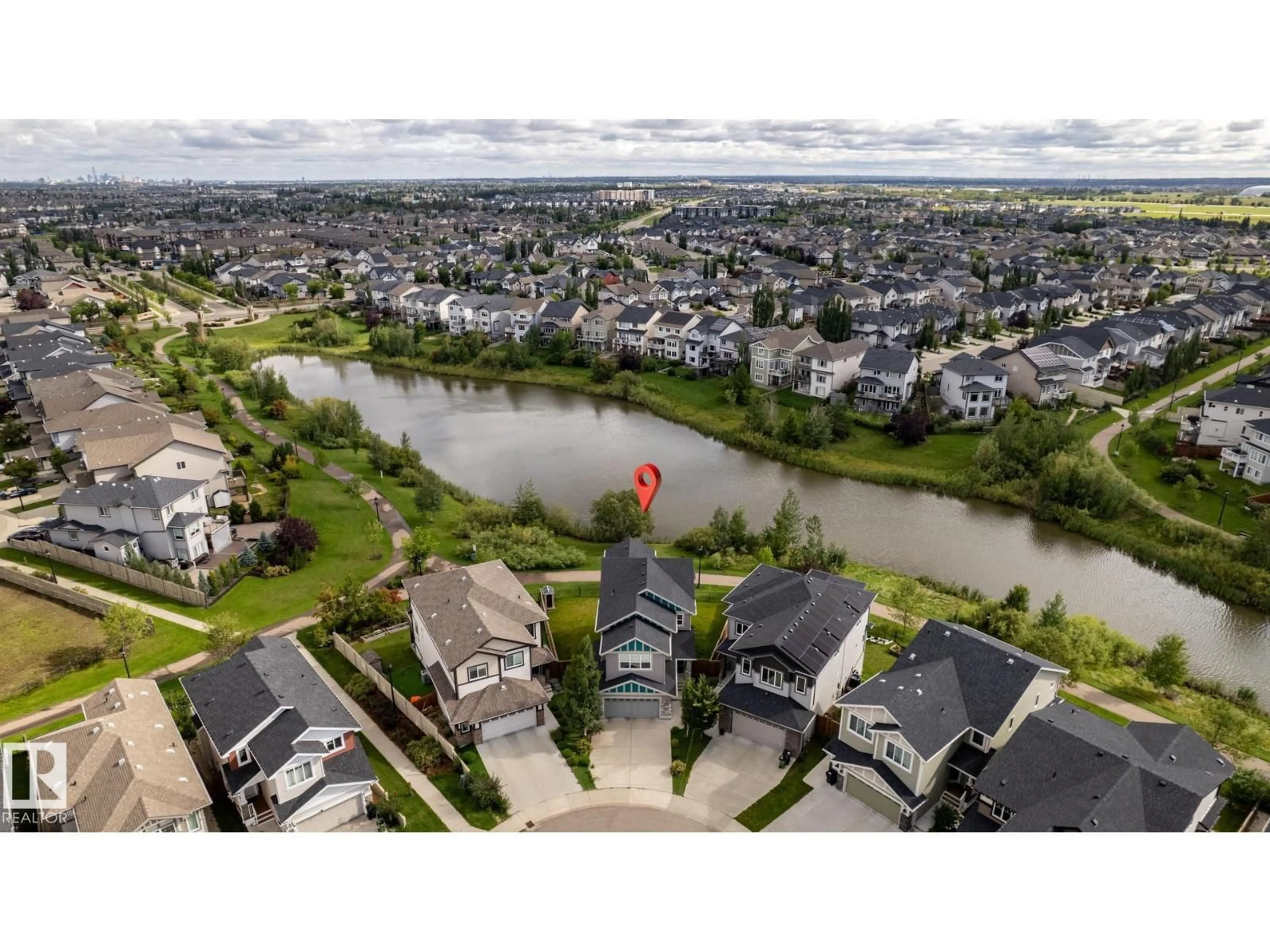 A pic from outside/outdoor area/front of a property/back of a property/a pic from drone, water/lake/river/ocean view for SW - 5441 ALLBRIGHT SQ, Edmonton Alberta T6W3H7