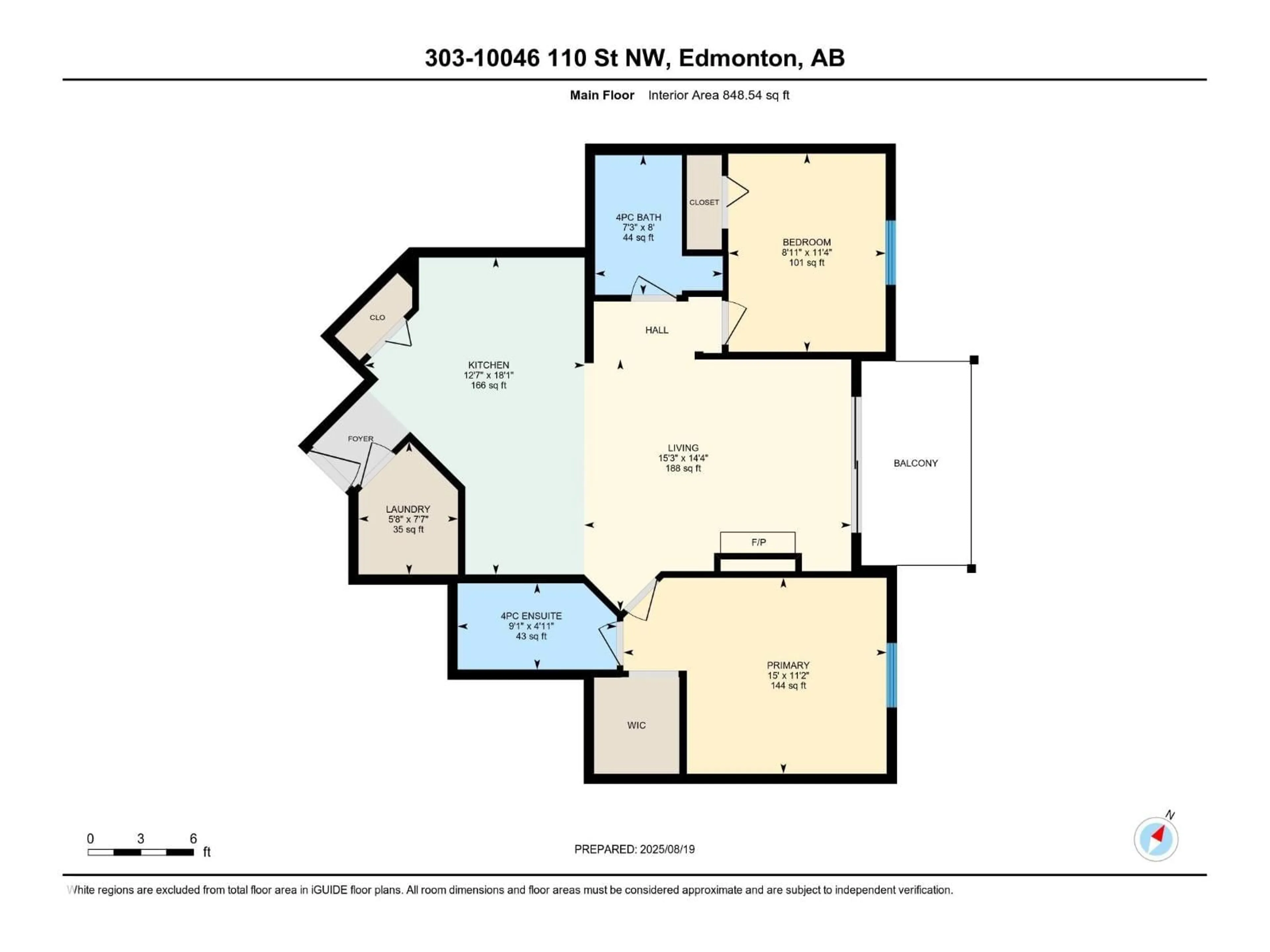 Floor plan for #303 - 10046 110 ST, Edmonton Alberta T5K2Y2
