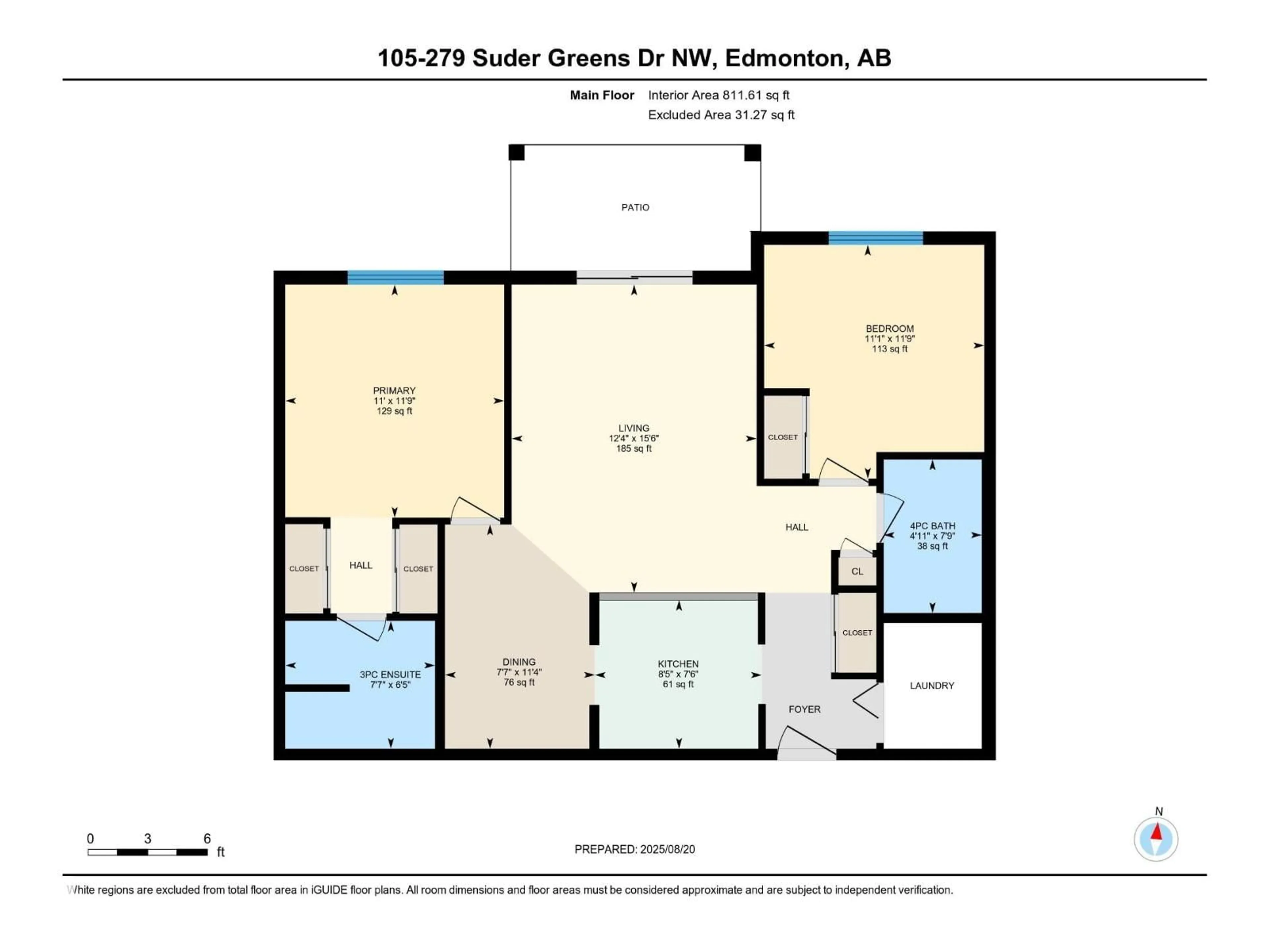 Floor plan for #105 - 279 SUDER GREENS DR, Edmonton Alberta T5T6X6