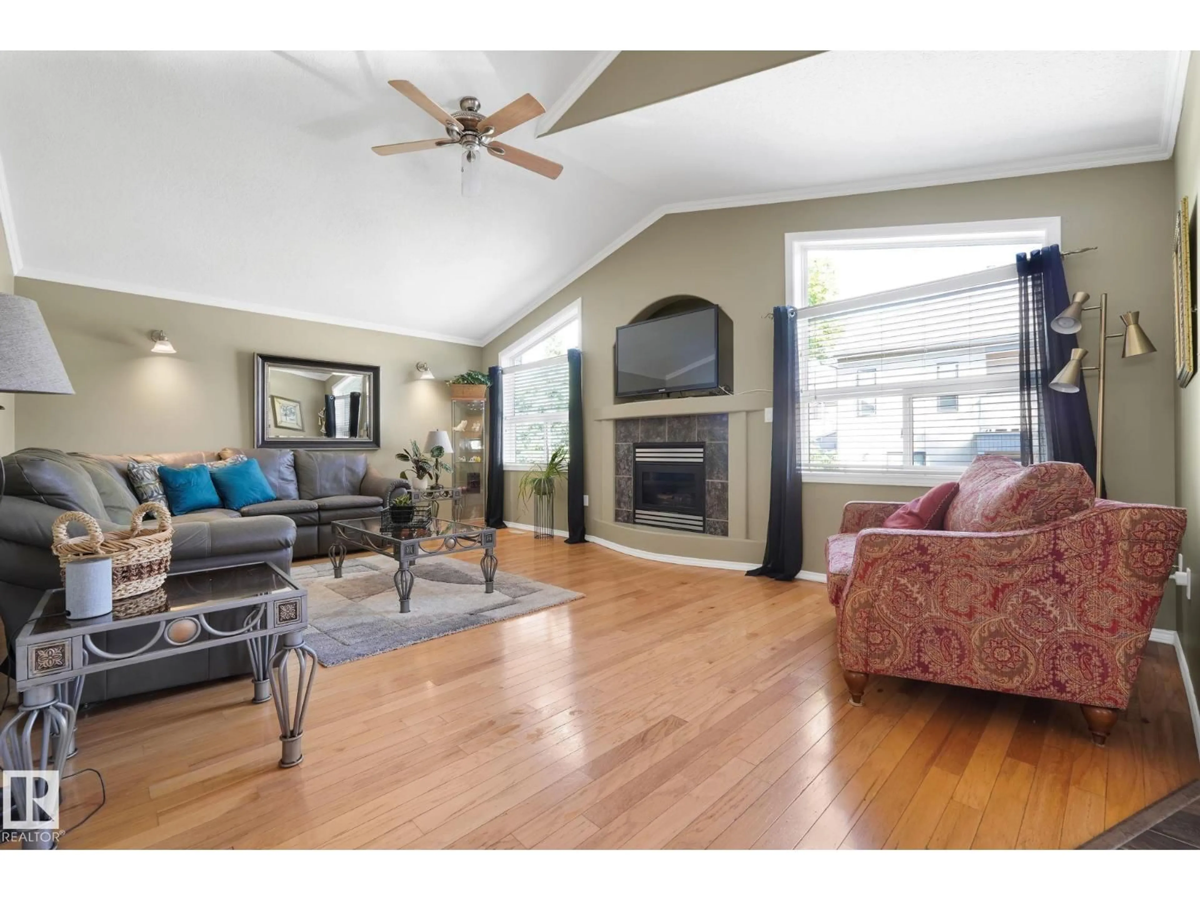 Living room with furniture, wood/laminate floor for 169 KINGSWOOD BV, St. Albert Alberta T8N6V4