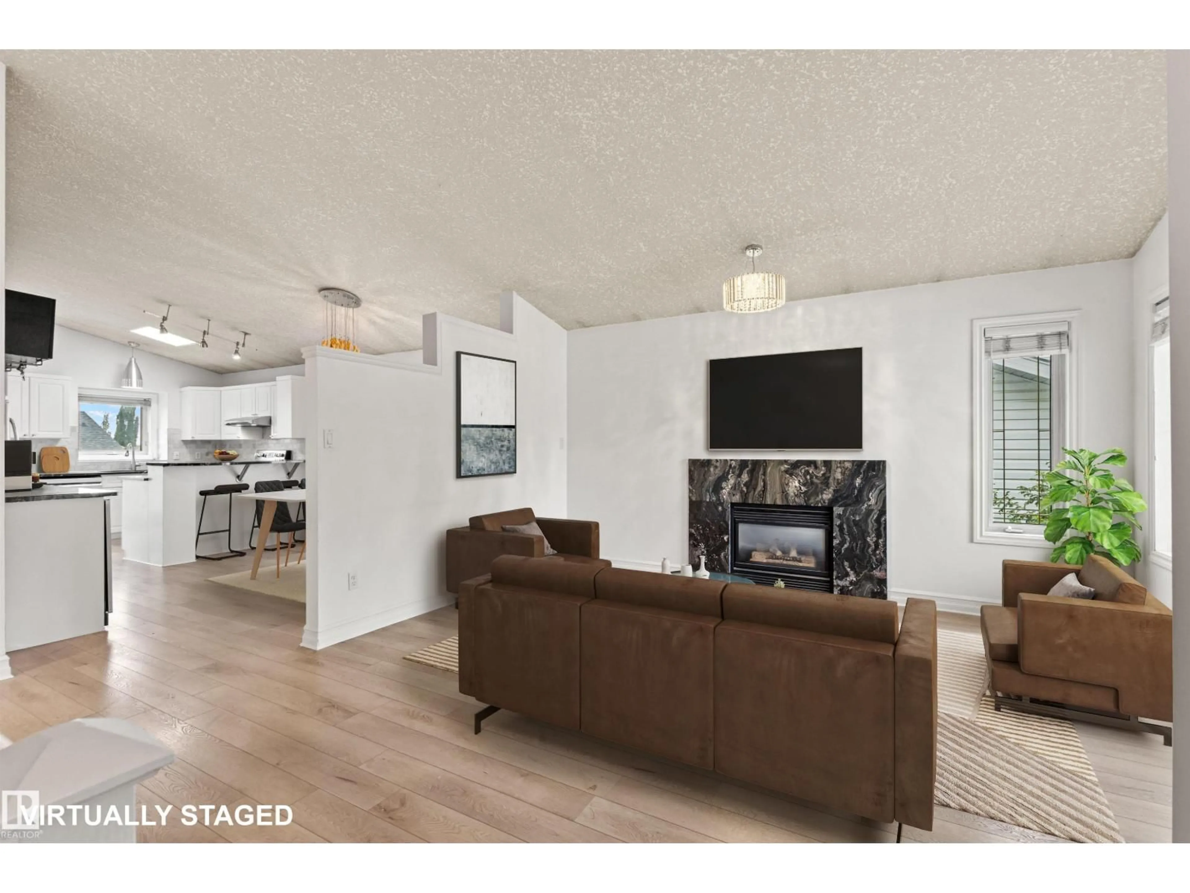 Living room with furniture, wood/laminate floor for 7 HAMPTON CR, St. Albert Alberta T8N6K8