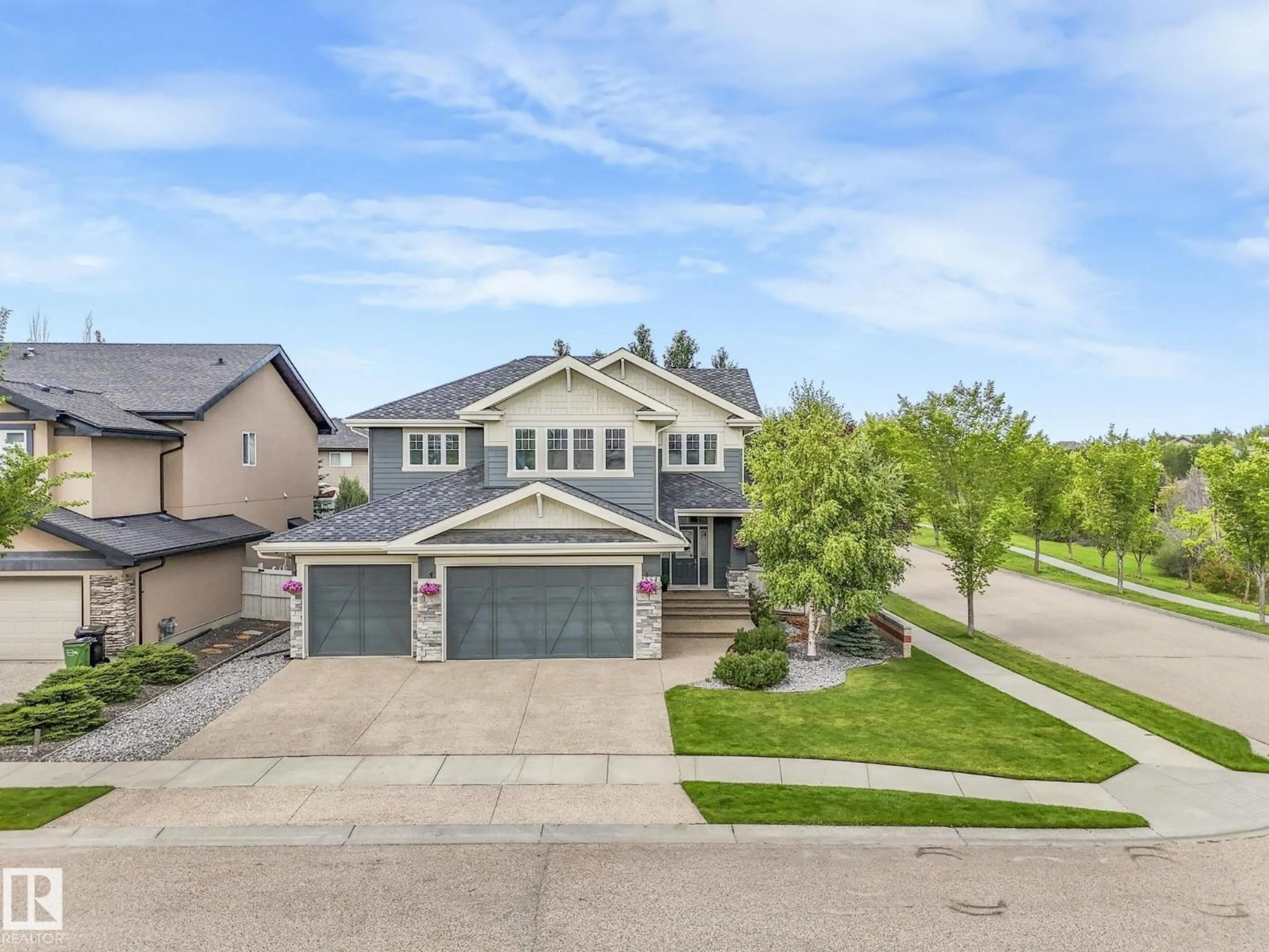 A pic from outside/outdoor area/front of a property/back of a property/a pic from drone, street for 2554 CAMERON RAVINE LD, Edmonton Alberta T6M0L2