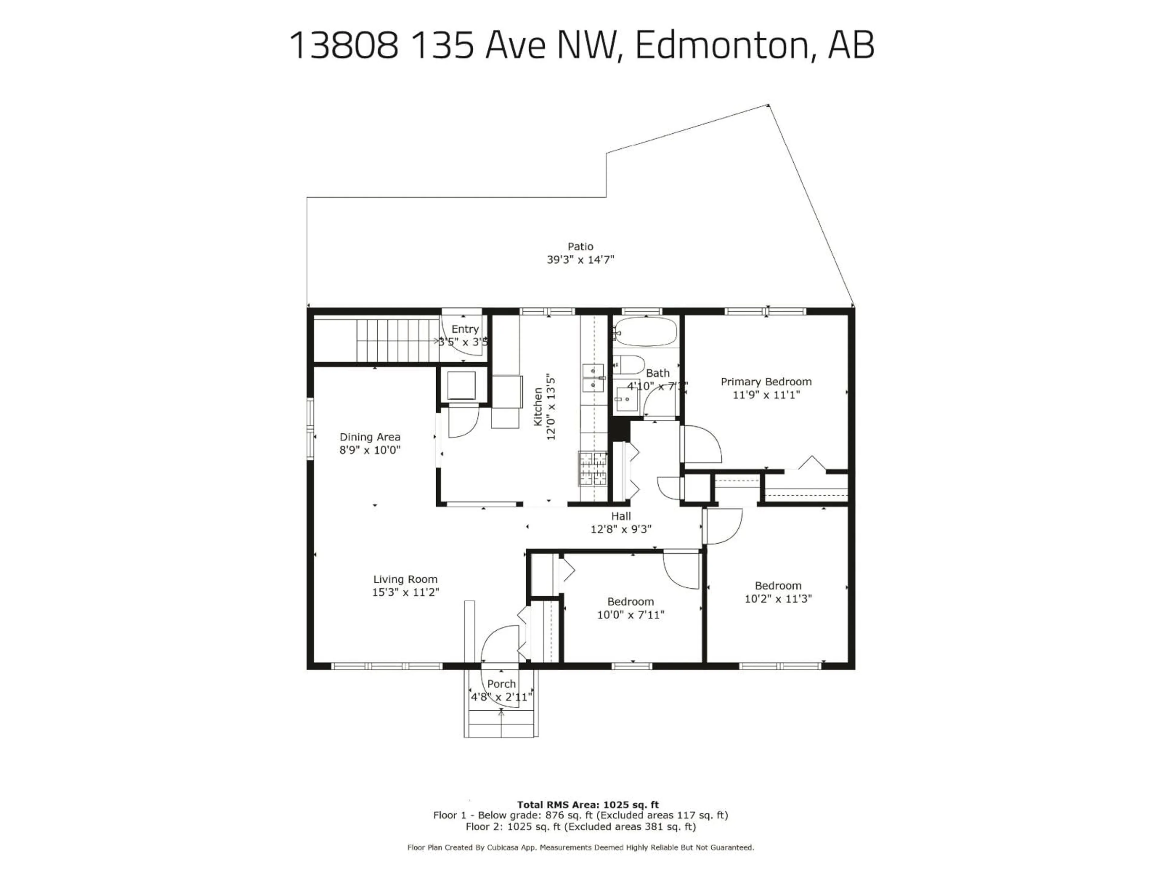 Floor plan for 13808 135 AV NW, Edmonton Alberta T5L3Y8