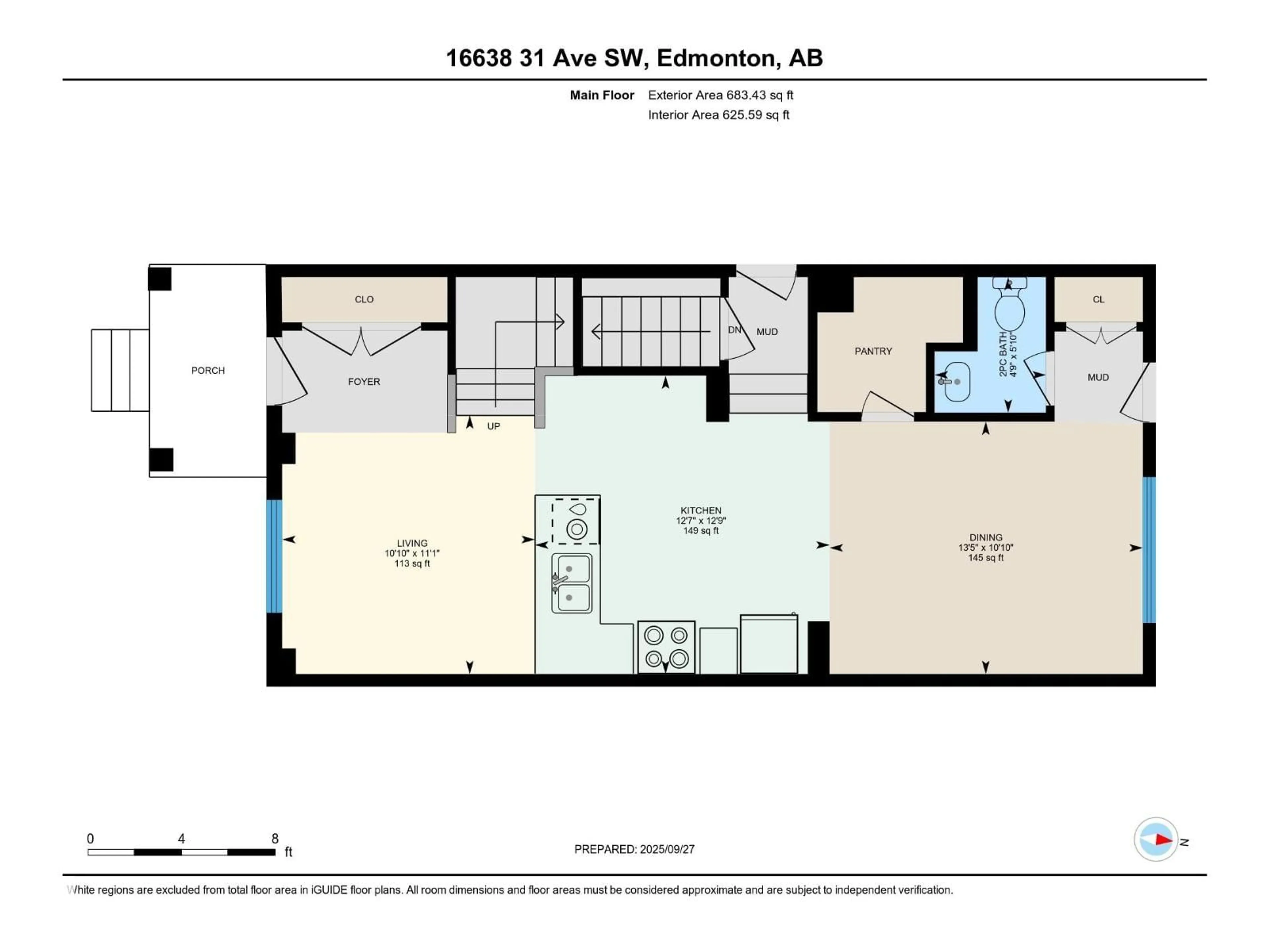 Floor plan for 16638 31 AV, Edmonton Alberta T6W4P8