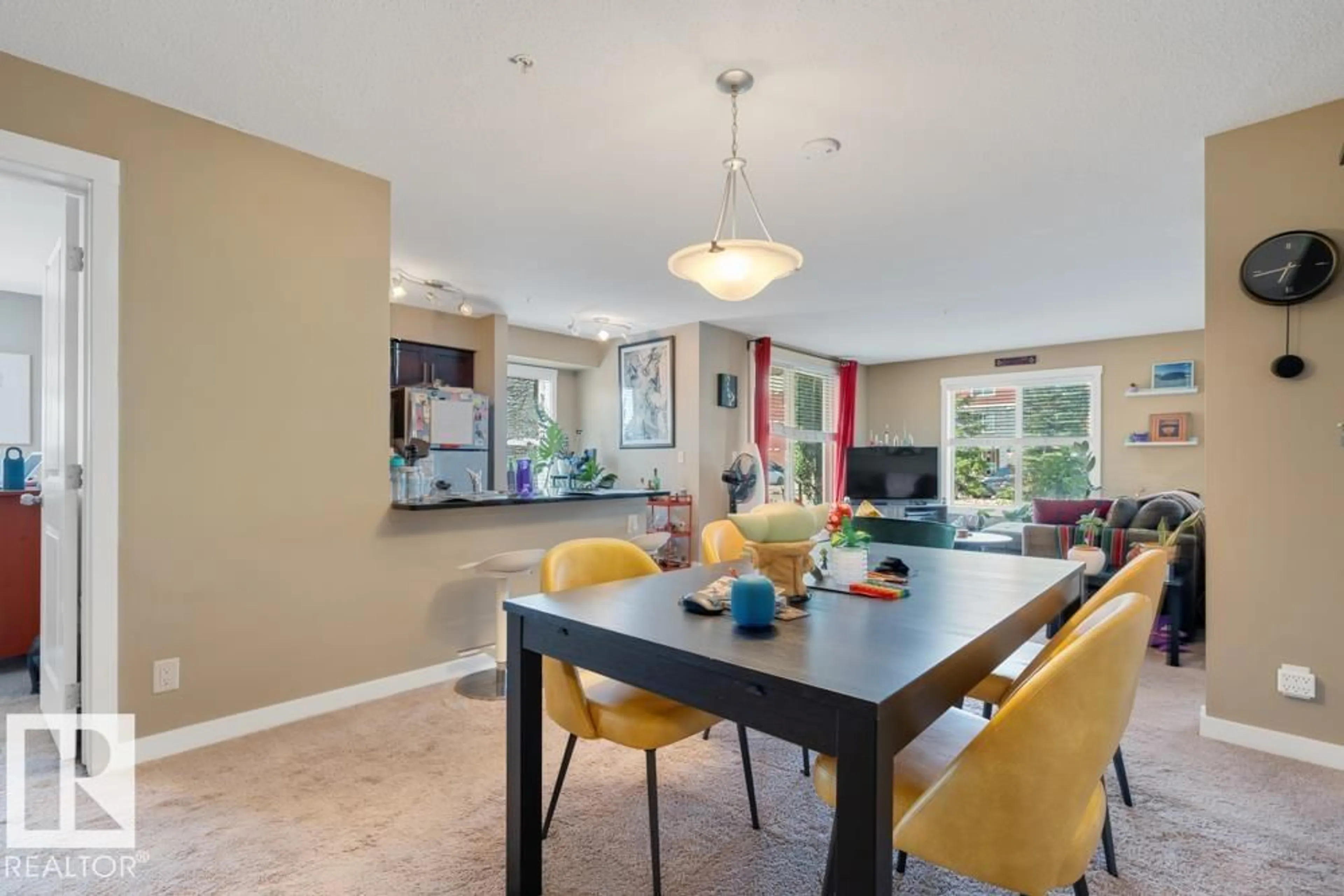 Dining room, ceramic/tile floor for #102 - 5816 MULLEN PL, Edmonton Alberta T6R0W3