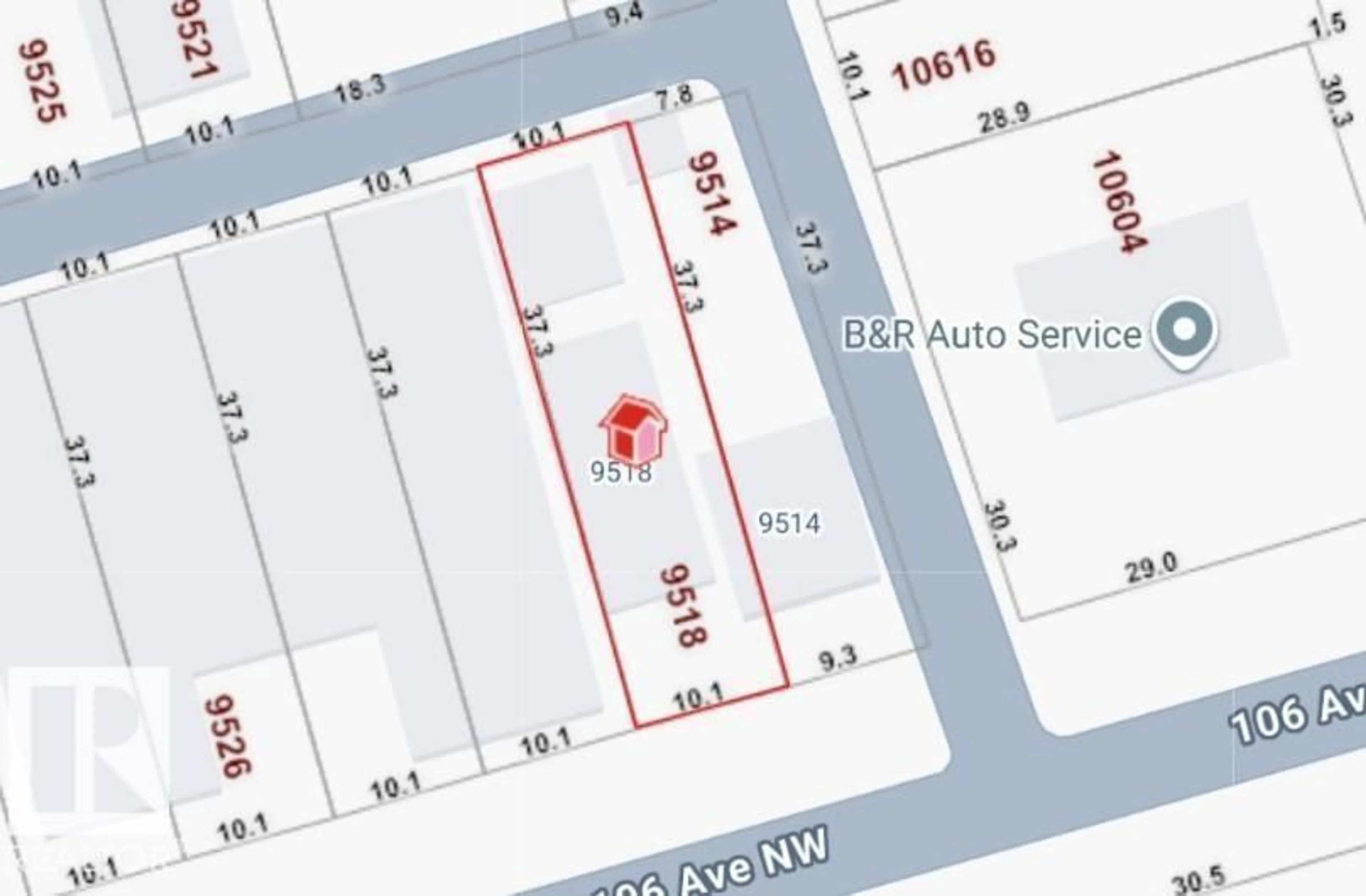 Picture of a map for 9518 106 AV, Edmonton Alberta T5H0N2