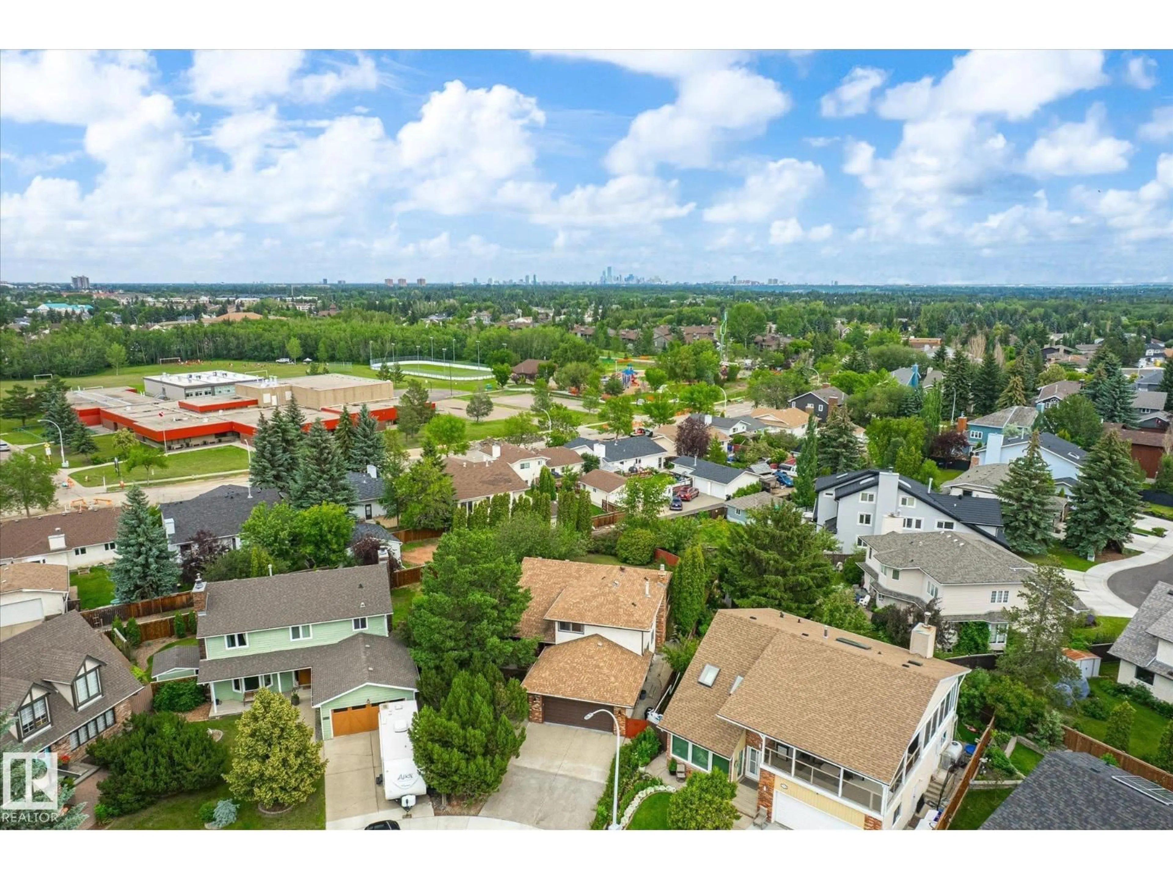 A pic from outside/outdoor area/front of a property/back of a property/a pic from drone, city buildings view from balcony for 17524 55 AV, Edmonton Alberta T6M1G6