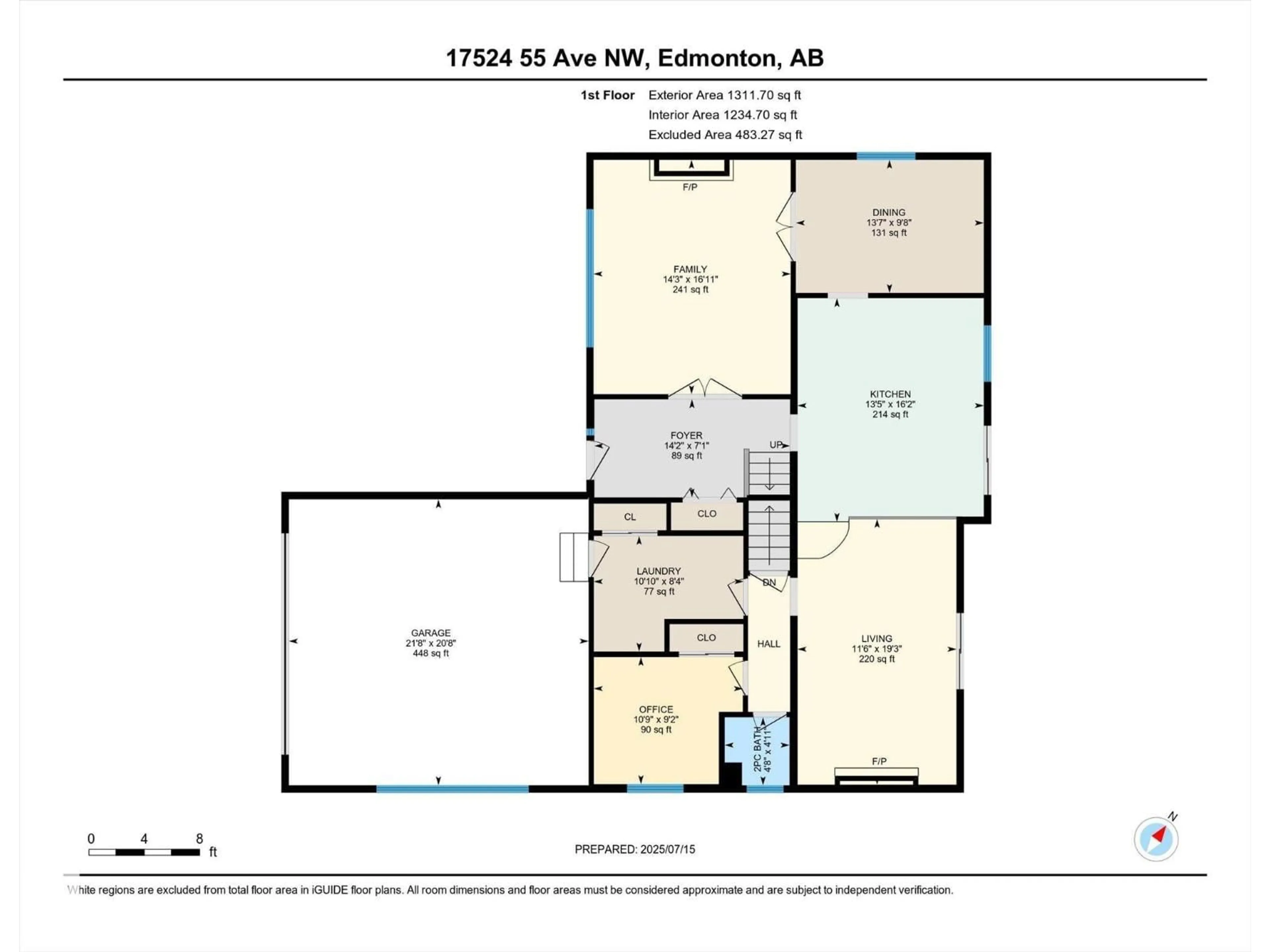 Floor plan for 17524 55 AV, Edmonton Alberta T6M1G6
