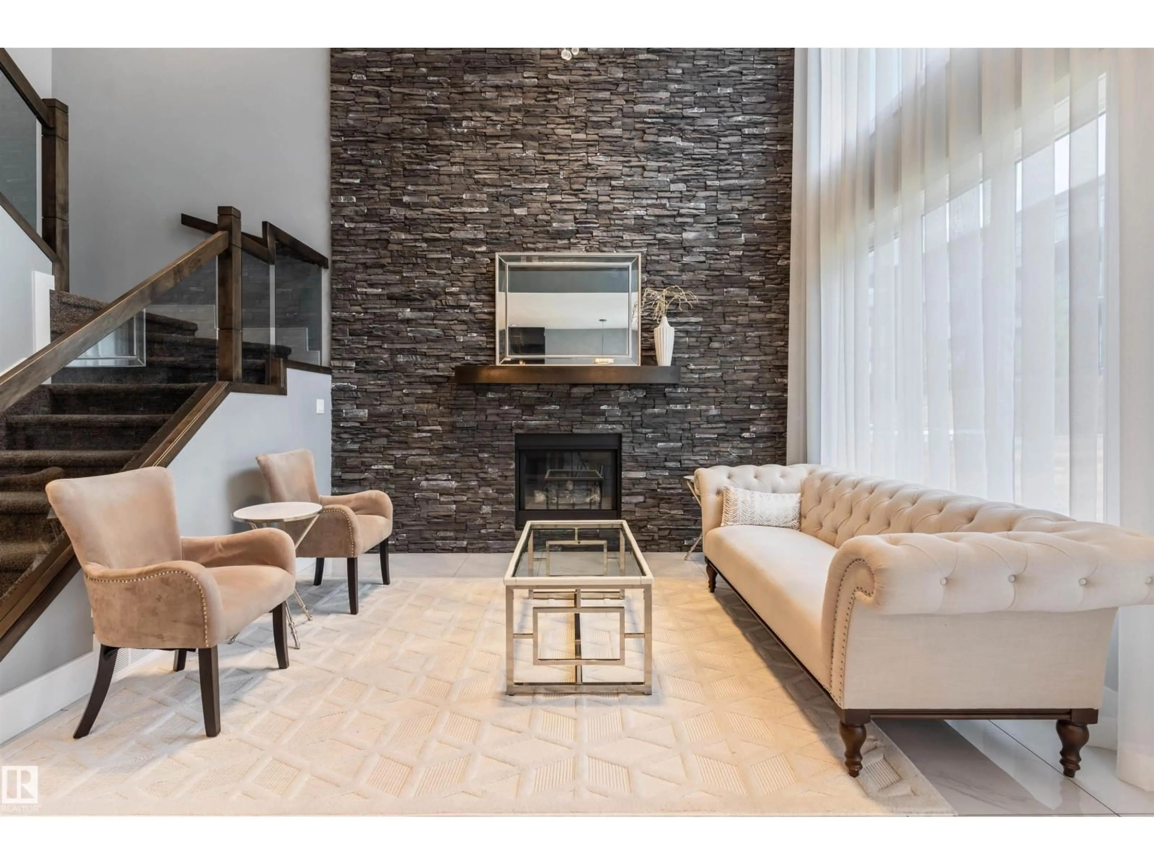 Living room with furniture, ceramic/tile floor for 2033 WARE RD, Edmonton Alberta T6W2W4