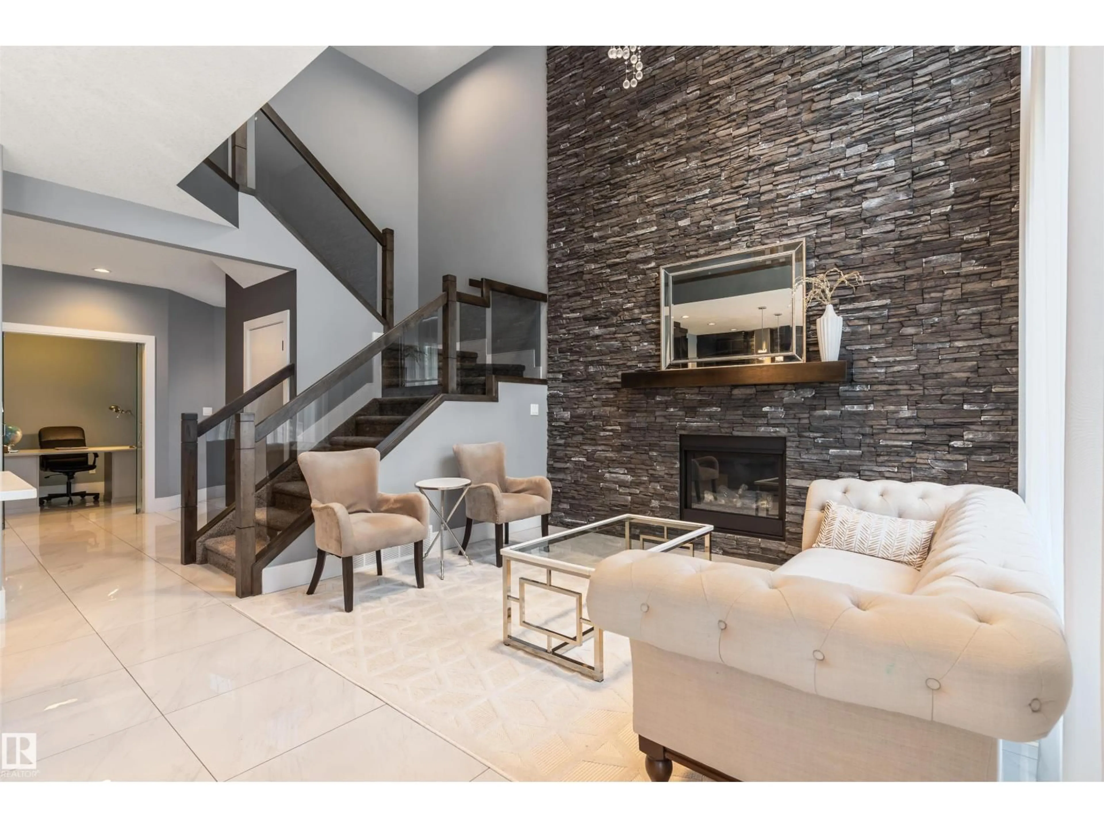 Living room with furniture, ceramic/tile floor for 2033 WARE RD, Edmonton Alberta T6W2W4