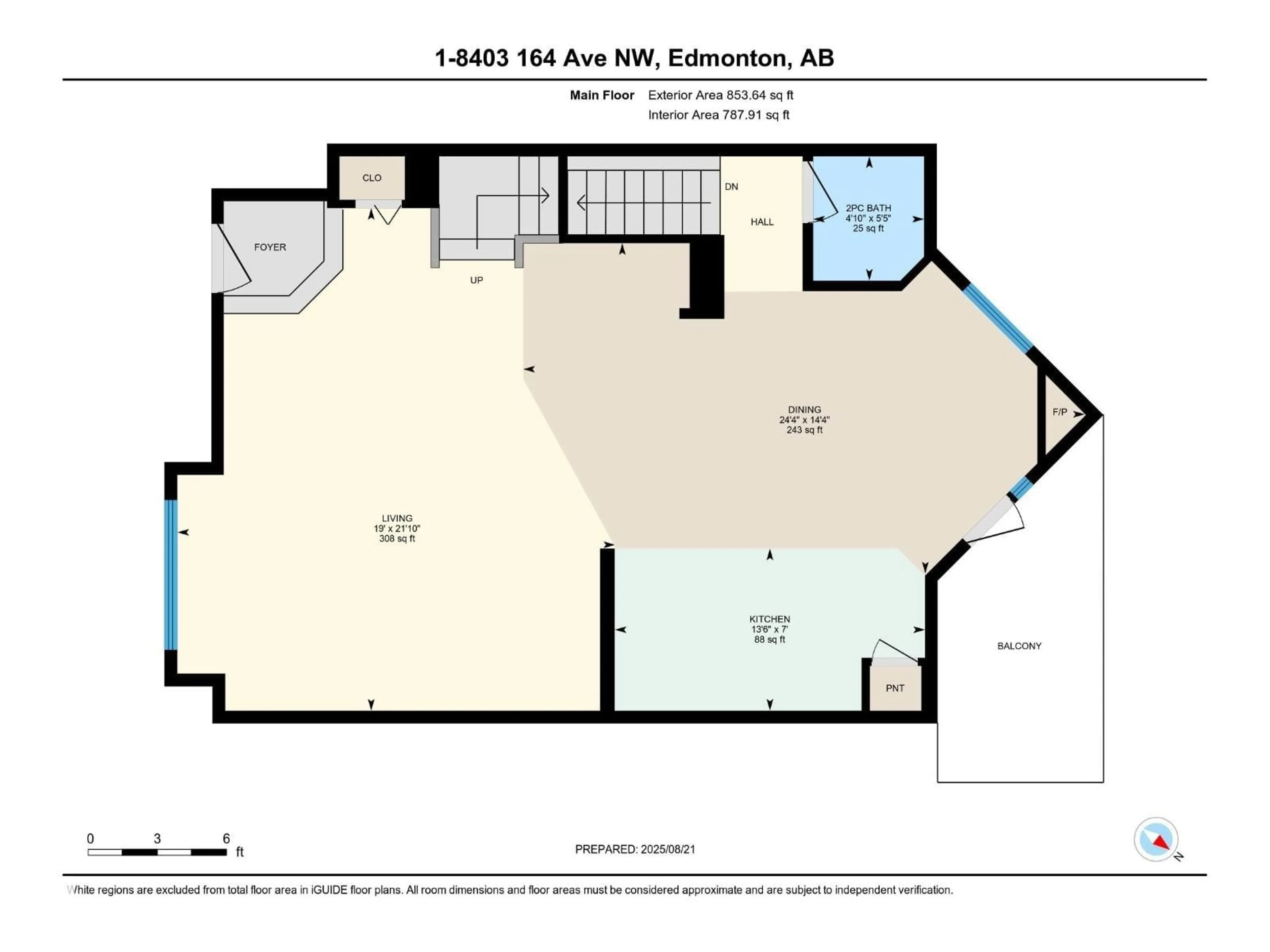 Floor plan for 8403 164 AV, Edmonton Alberta T5Z3Y2