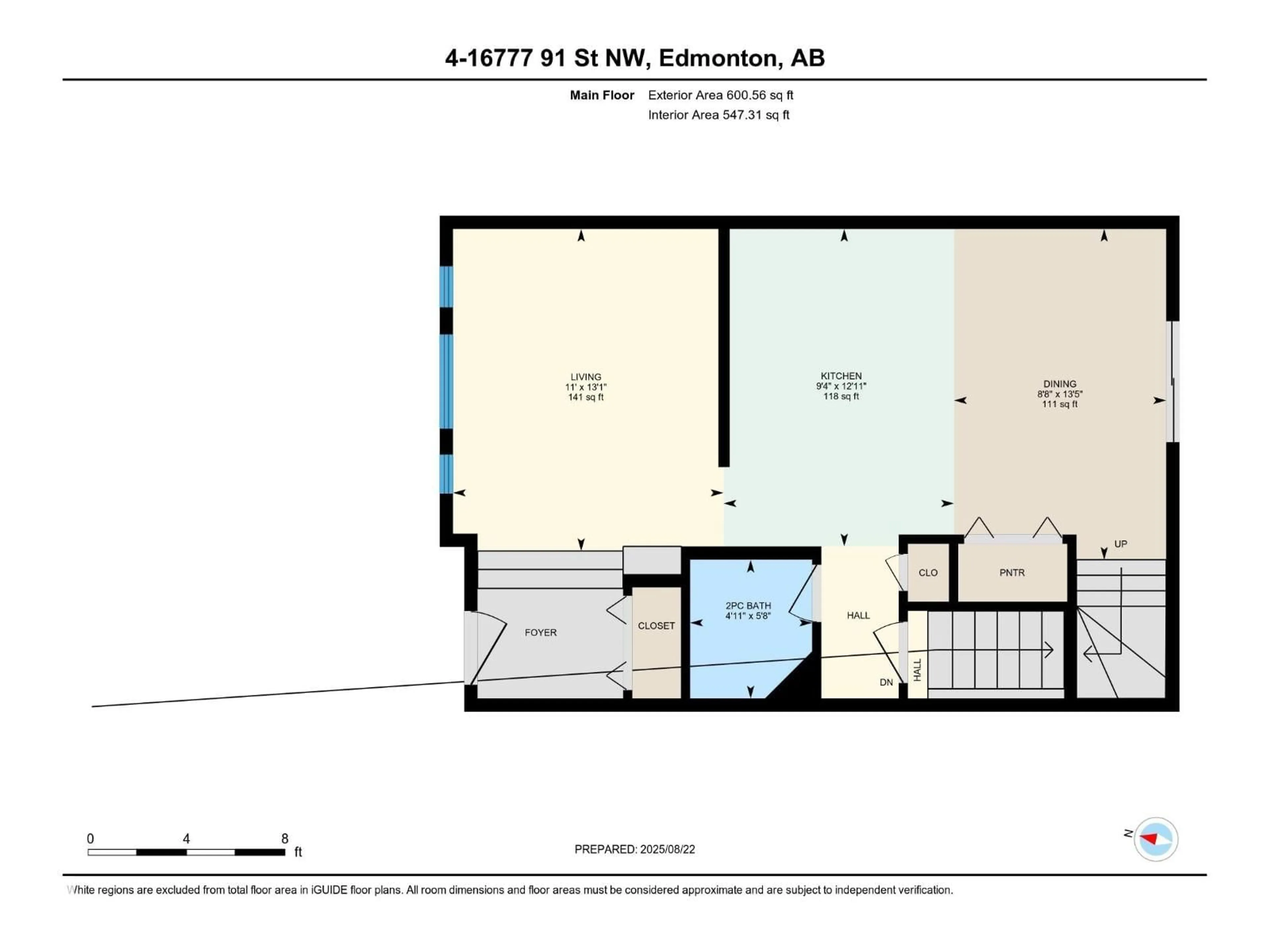Floor plan for #4 - 16777 91 ST, Edmonton Alberta T5Z3X4