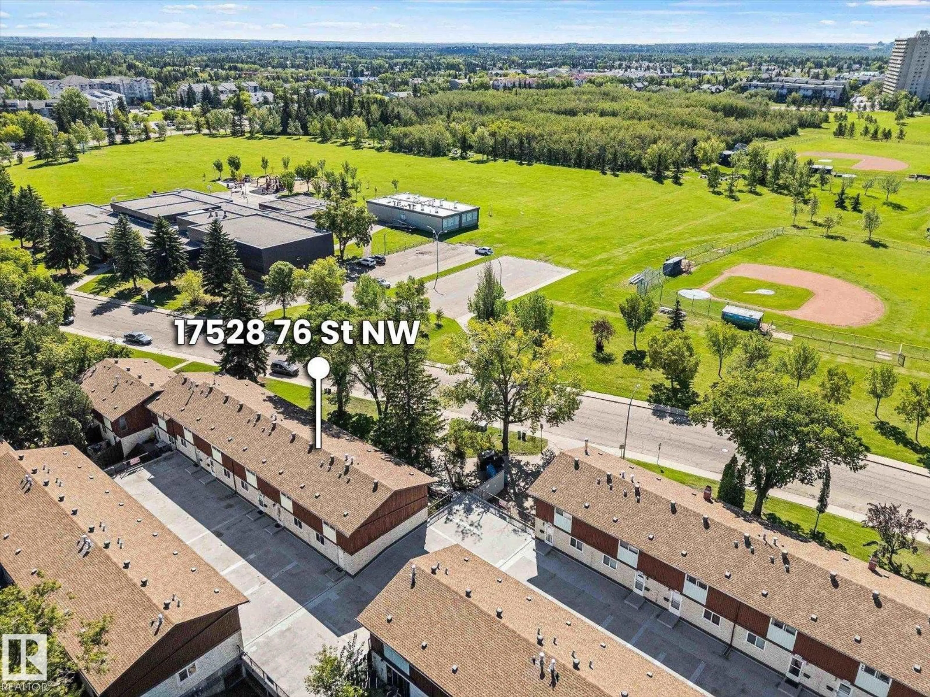 A pic from outside/outdoor area/front of a property/back of a property/a pic from drone, mountain view for 17528 76 AV, Edmonton Alberta T5T0H8