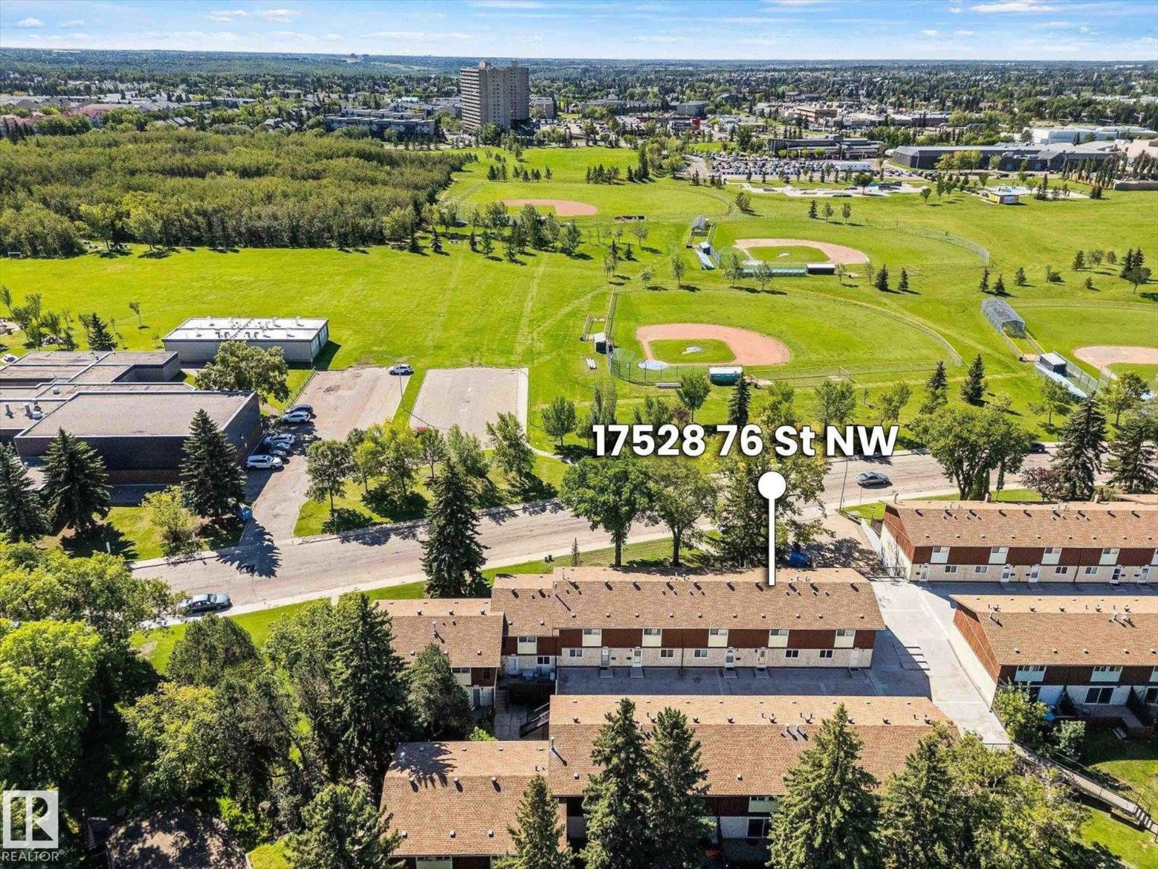 A pic from outside/outdoor area/front of a property/back of a property/a pic from drone, mountain view for 17528 76 AV, Edmonton Alberta T5T0H8