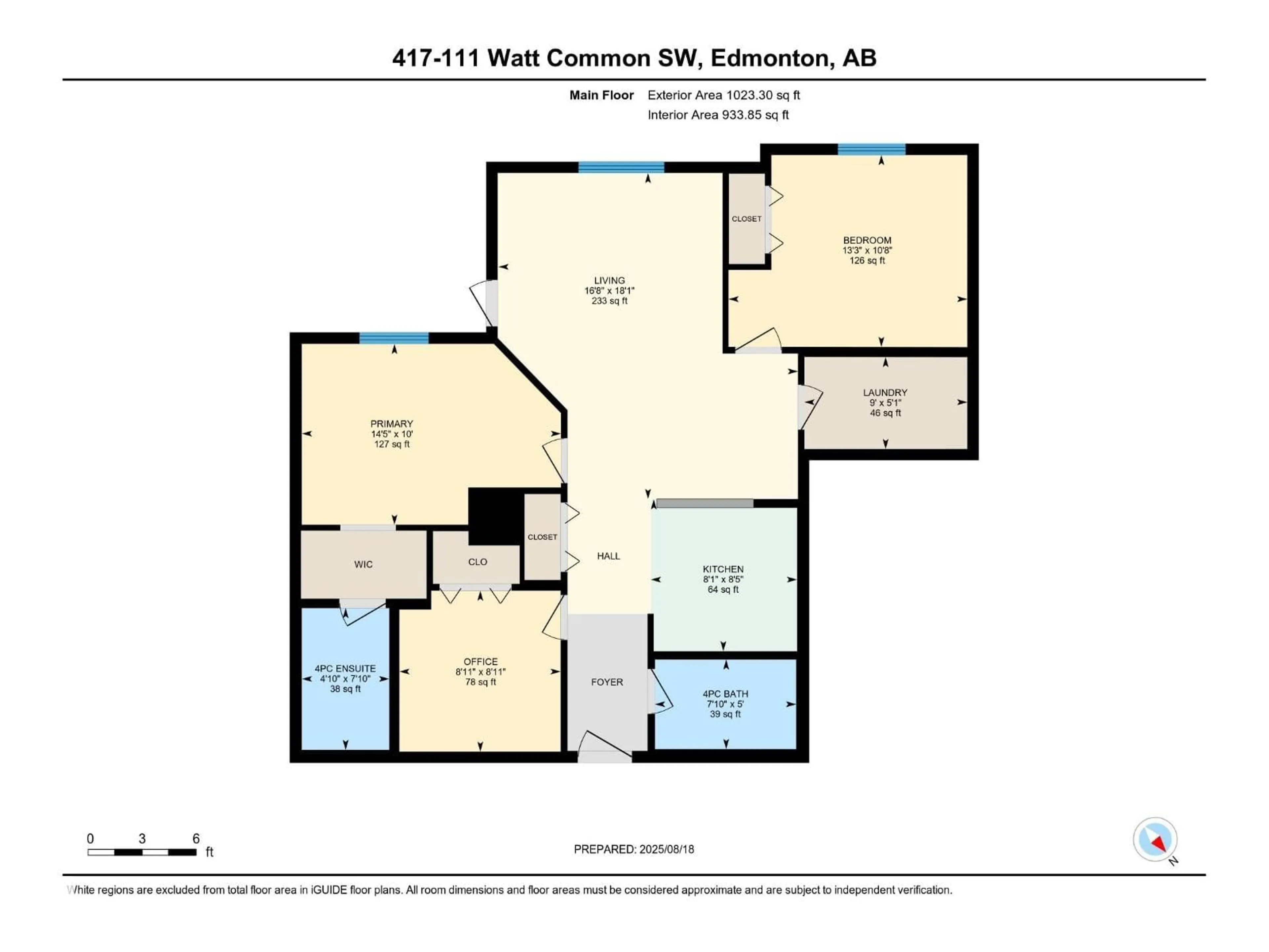 Floor plan for #417 - 111 WATT CM, Edmonton Alberta T6X2C6