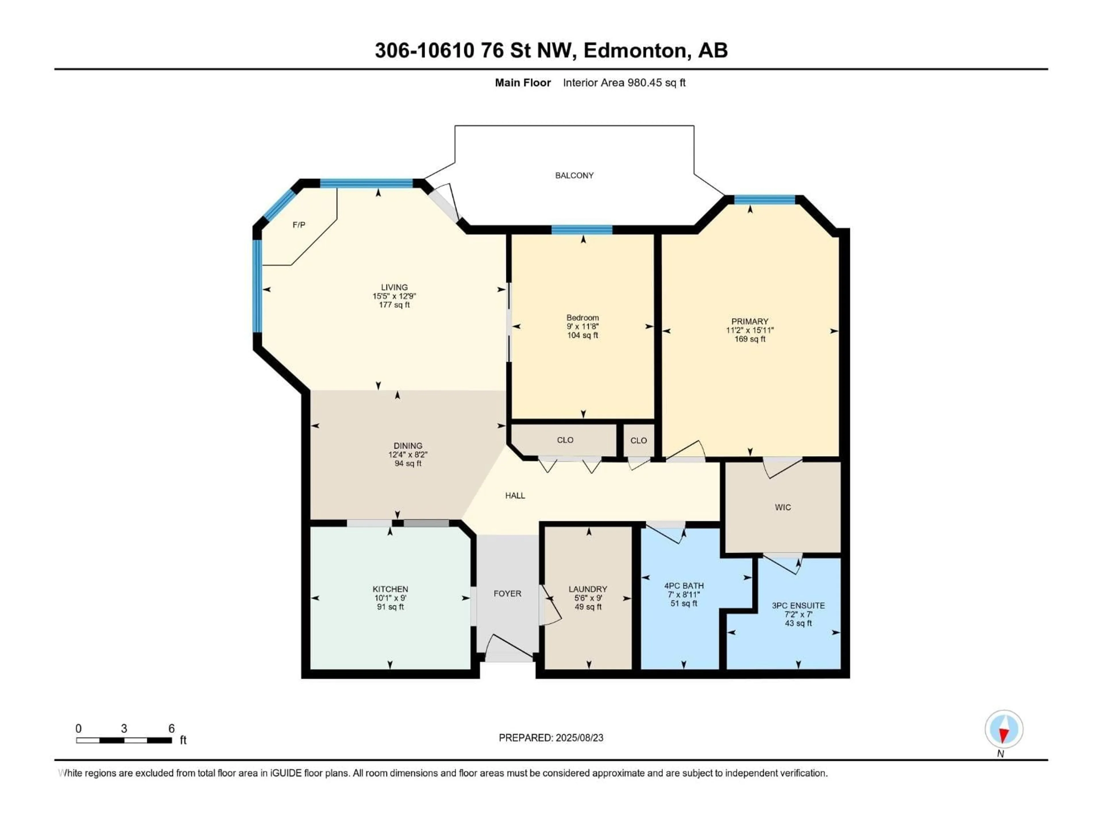 Floor plan for #306 - 10610 76 ST, Edmonton Alberta T6A3Y9