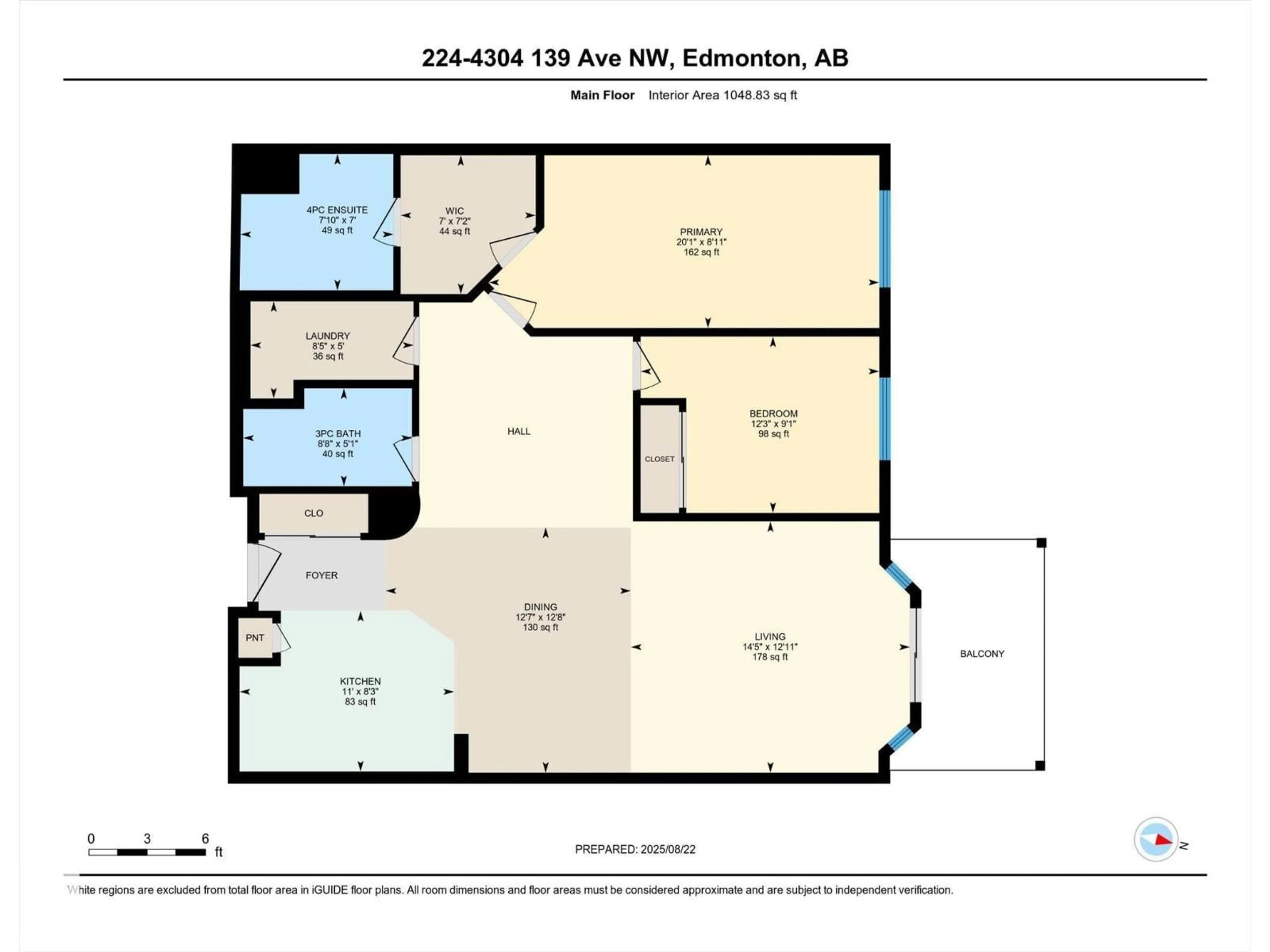 Floor plan for 224 - 4304 139 AV NW, Edmonton Alberta T5Y2Y2