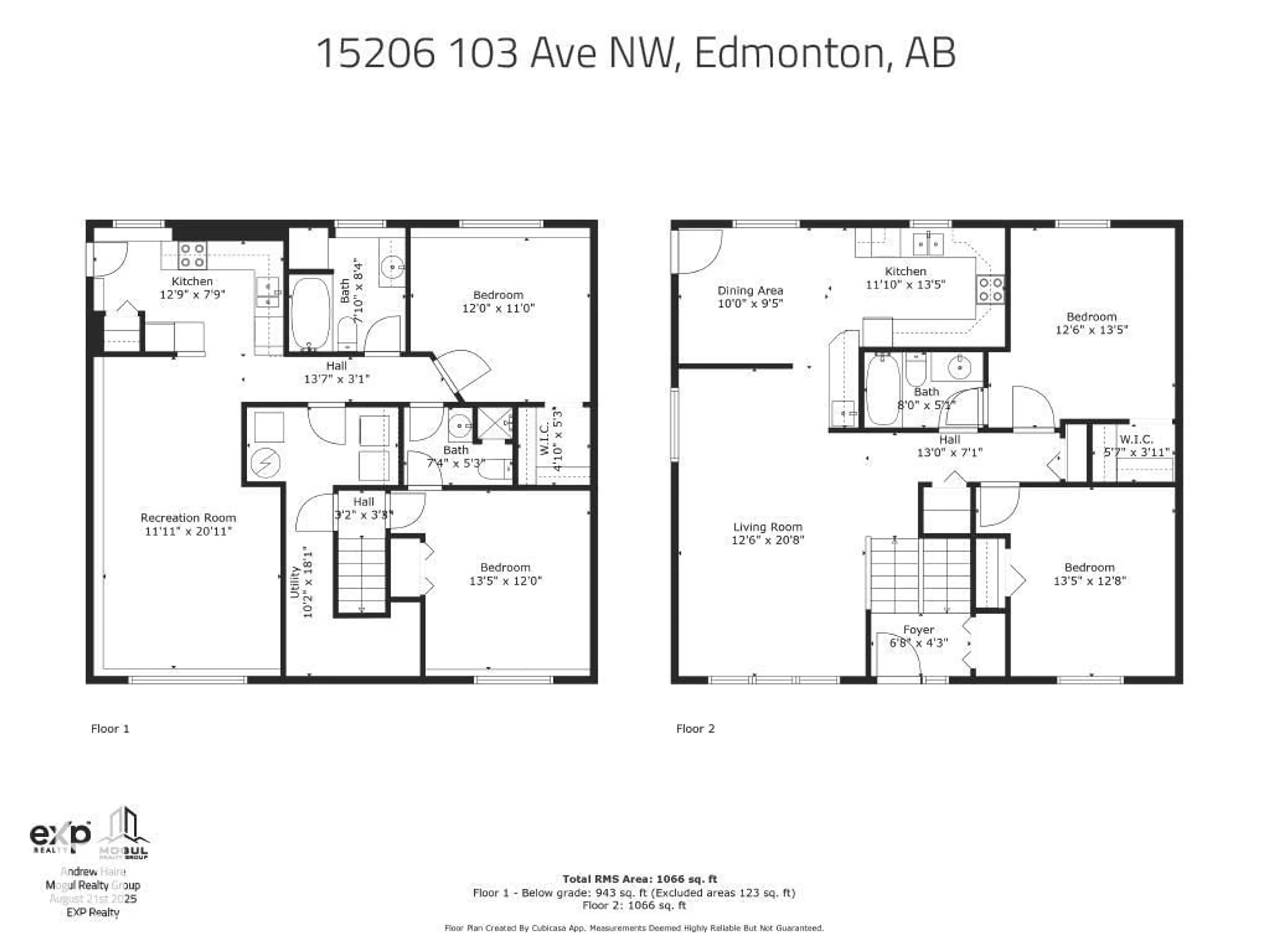 Floor plan for 15206 103 AV NW, Edmonton Alberta T5P4T7