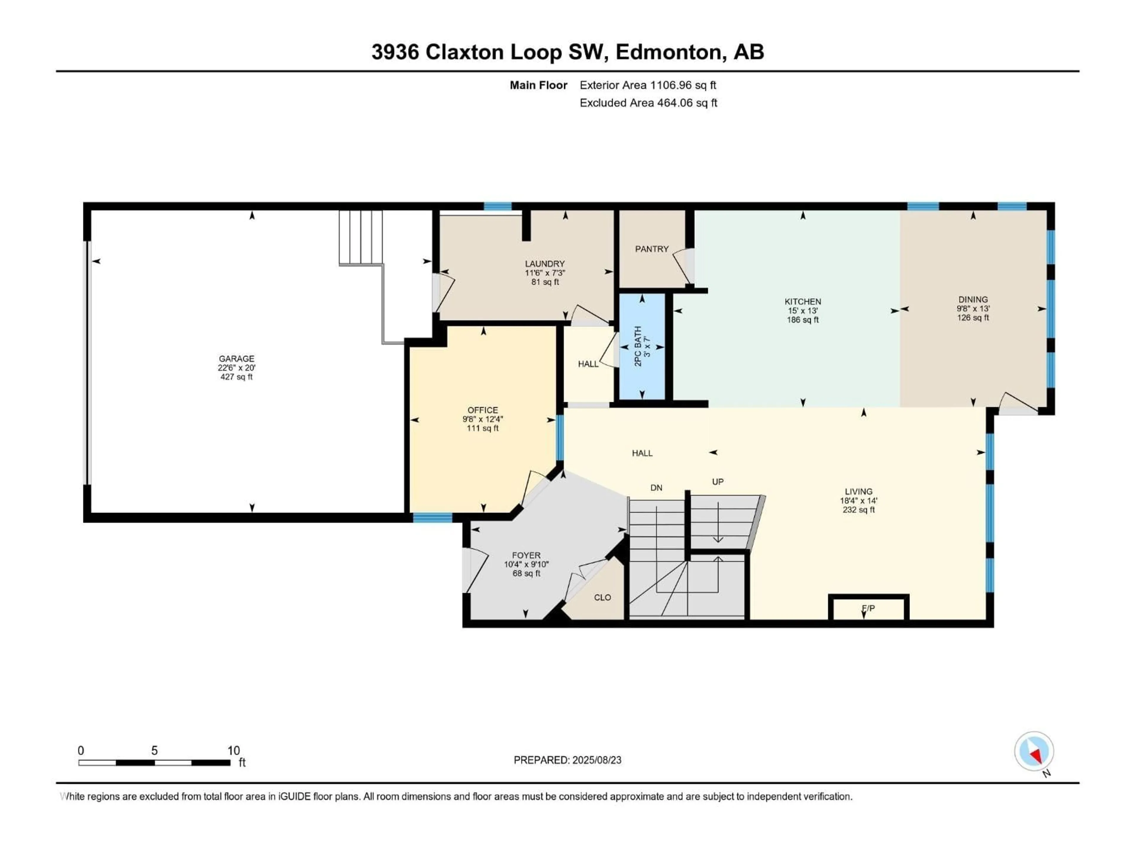 Floor plan for SW - 3936 CLAXTON LO, Edmonton Alberta T6W1Y6