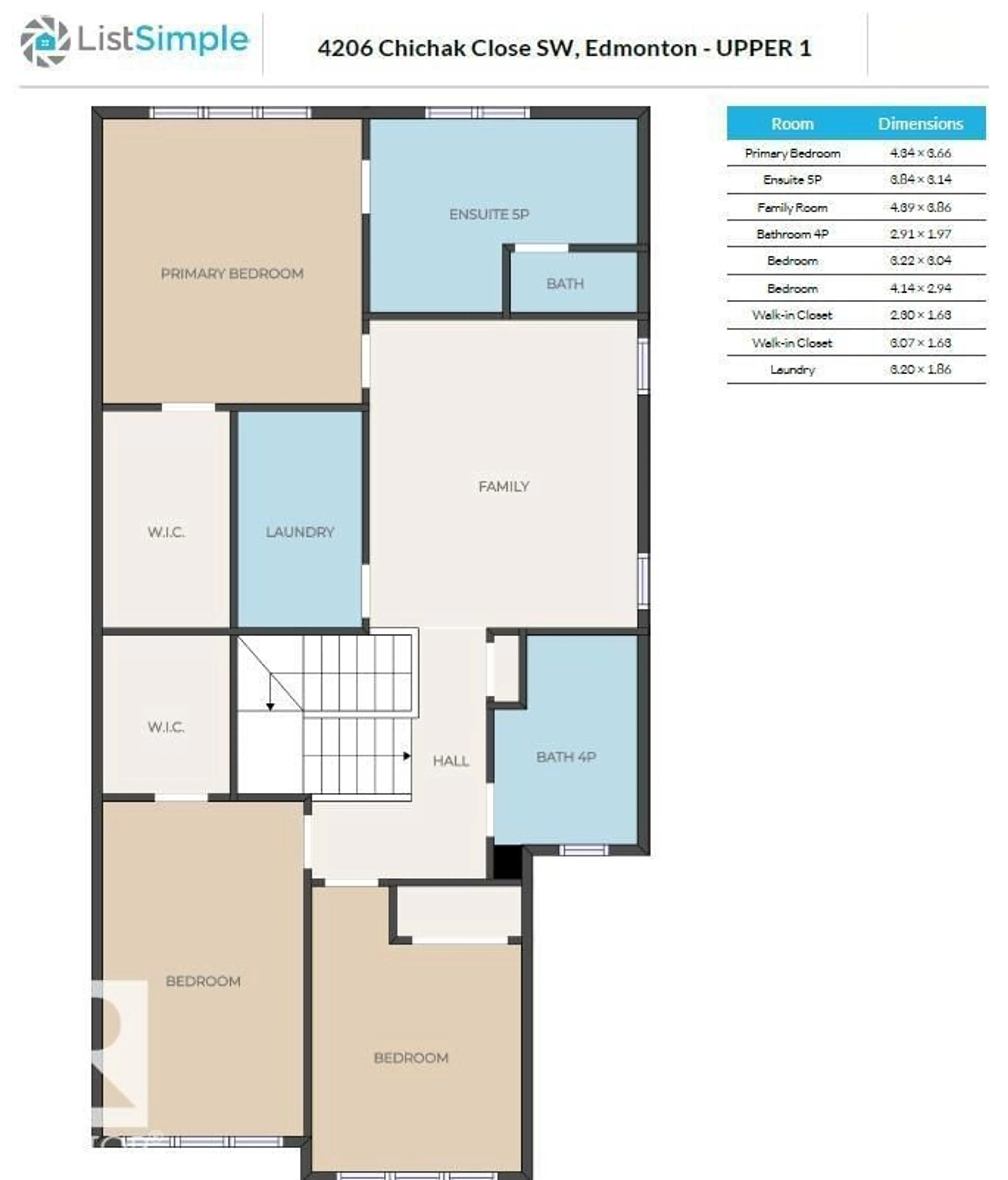 Floor plan for 4206 CHICHAK CL, Edmonton Alberta T6W4B3