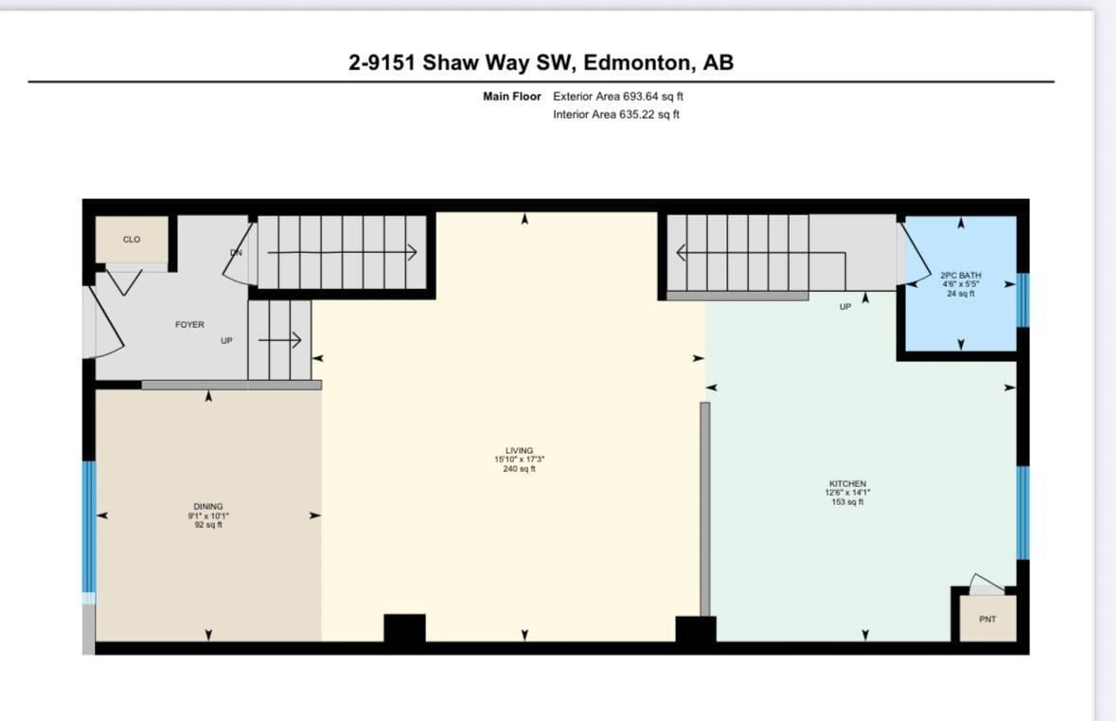 Floor plan for #2 - 9151 SHAW WAY, Edmonton Alberta T6X1W7