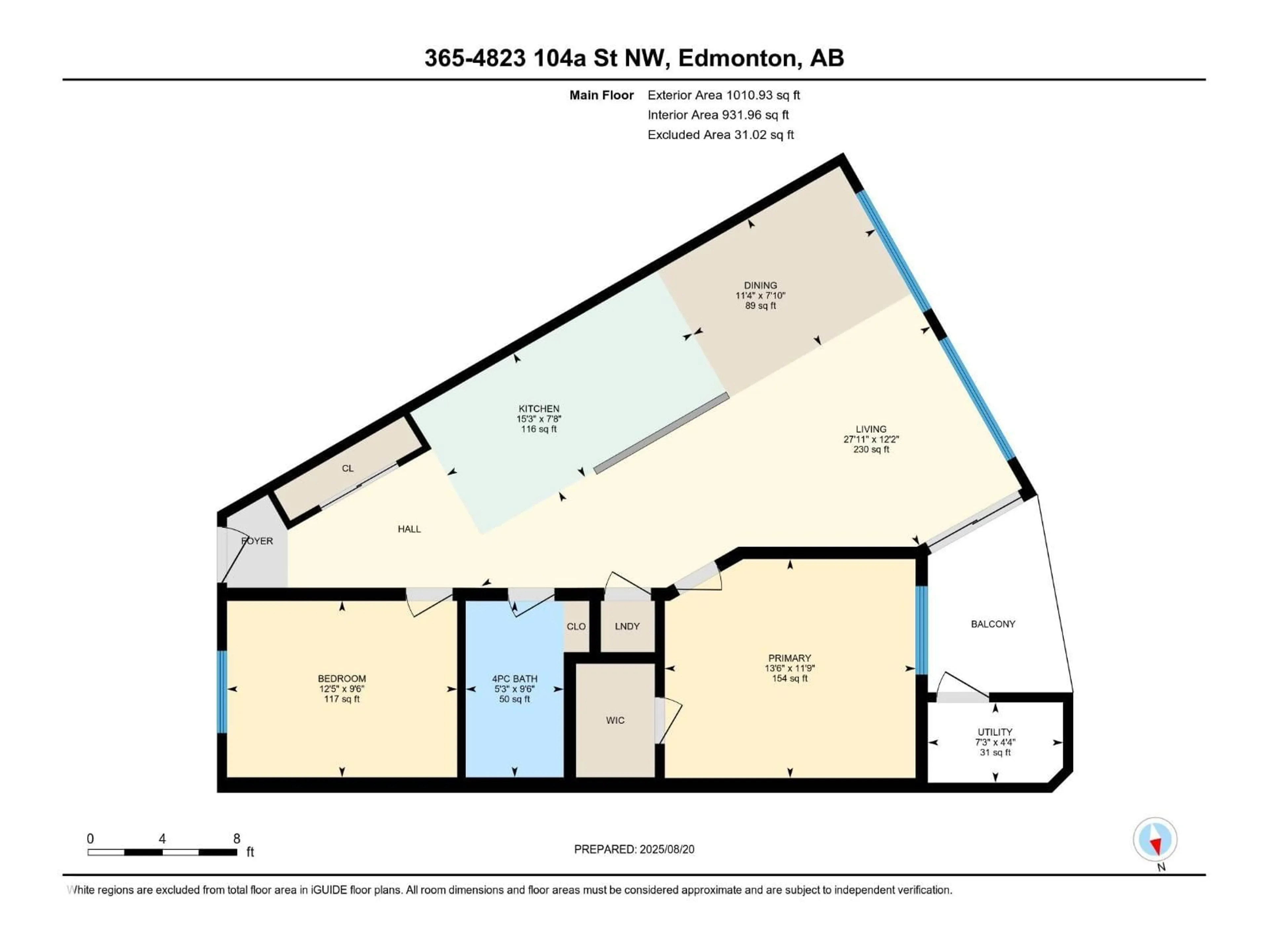 Floor plan for 365 4823 104A ST NW, Edmonton Alberta T6H0R5
