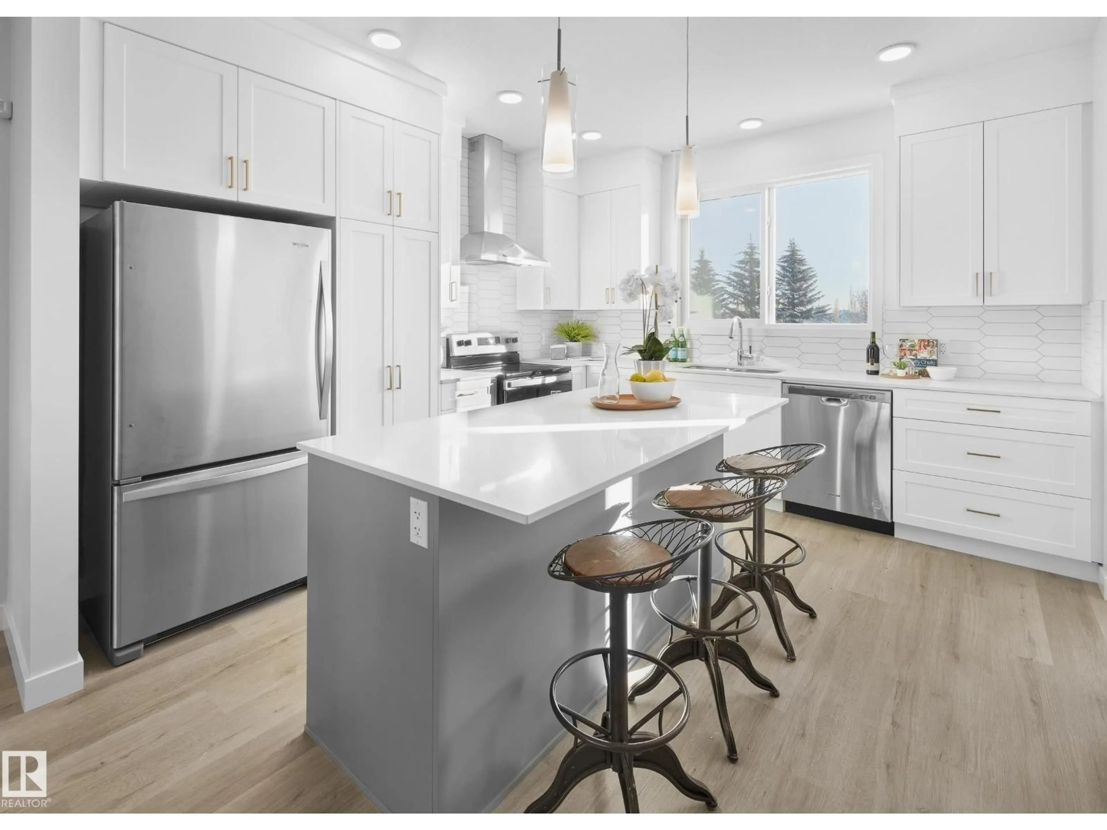 Open concept kitchen, wood/laminate floor for SW - 2961 COUGHLAN GREEN GR, Edmonton Alberta T6W3X6