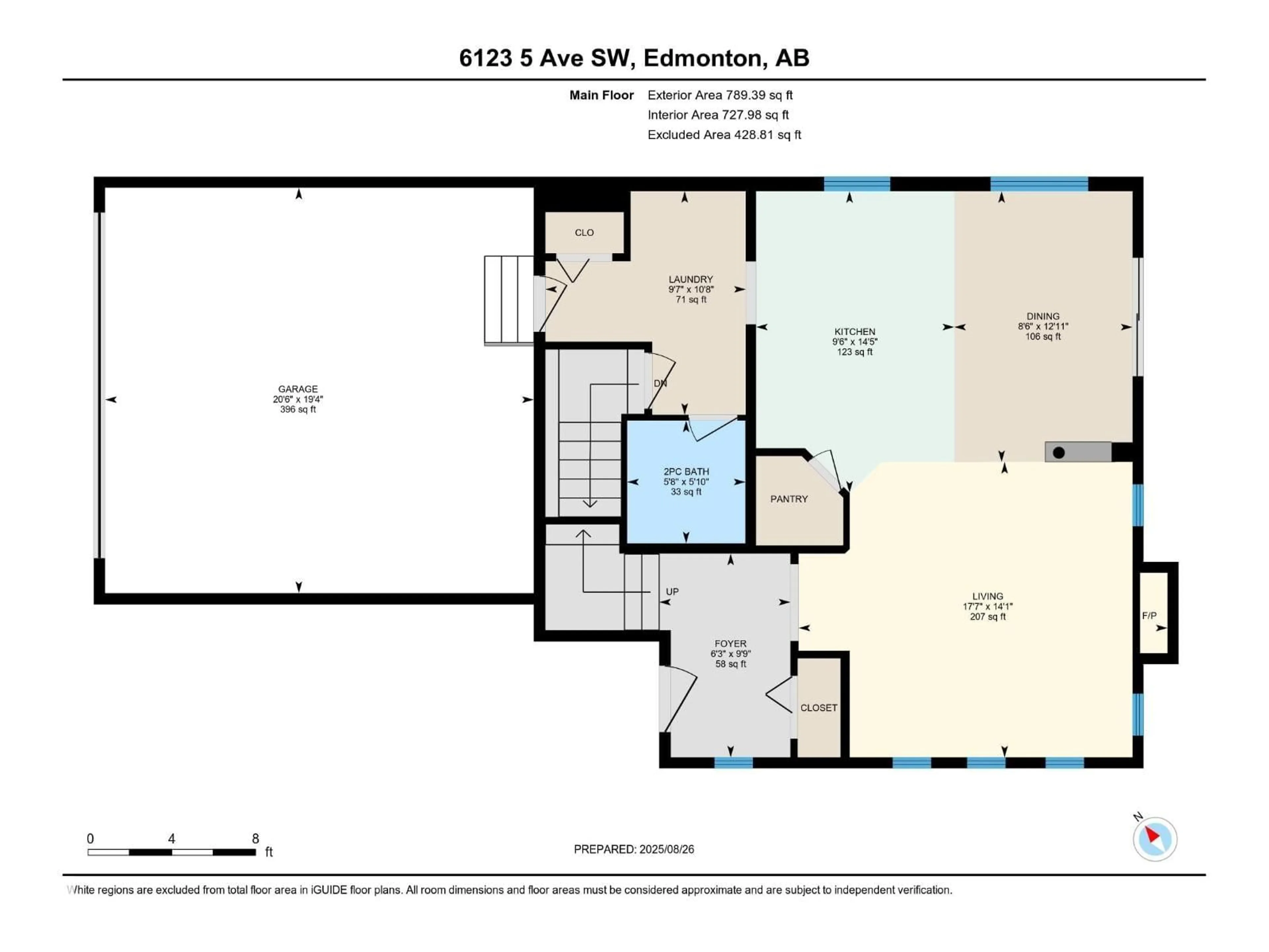 Floor plan for SW - 6123 5 AV, Edmonton Alberta T6X0E8