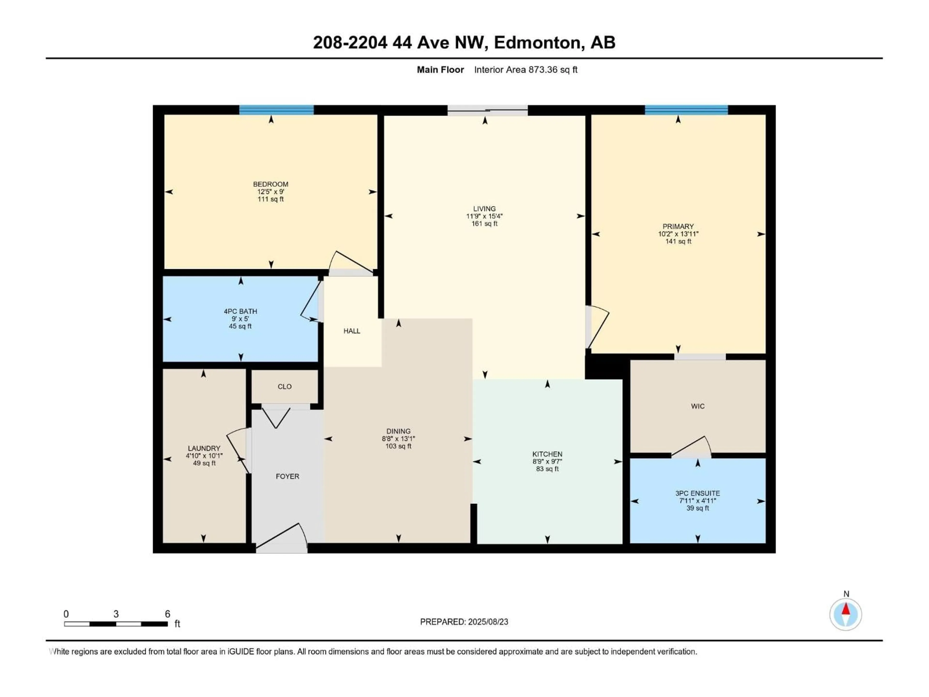 Floor plan for 208 - 2204 44 AV, Edmonton Alberta T6T0G5