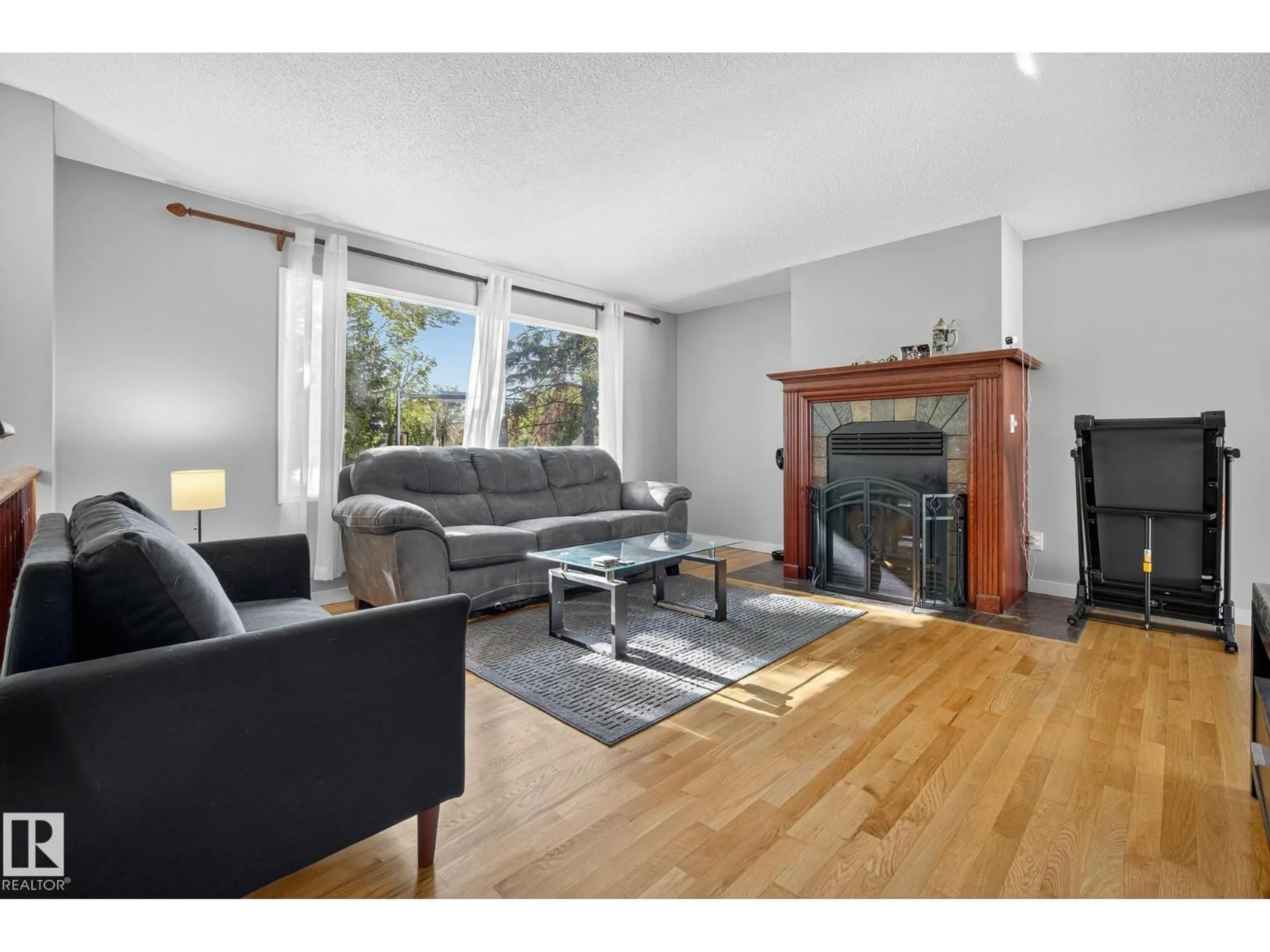 Living room with furniture, wood/laminate floor for 2 FARMSTEAD AV, St. Albert Alberta T8N1V8