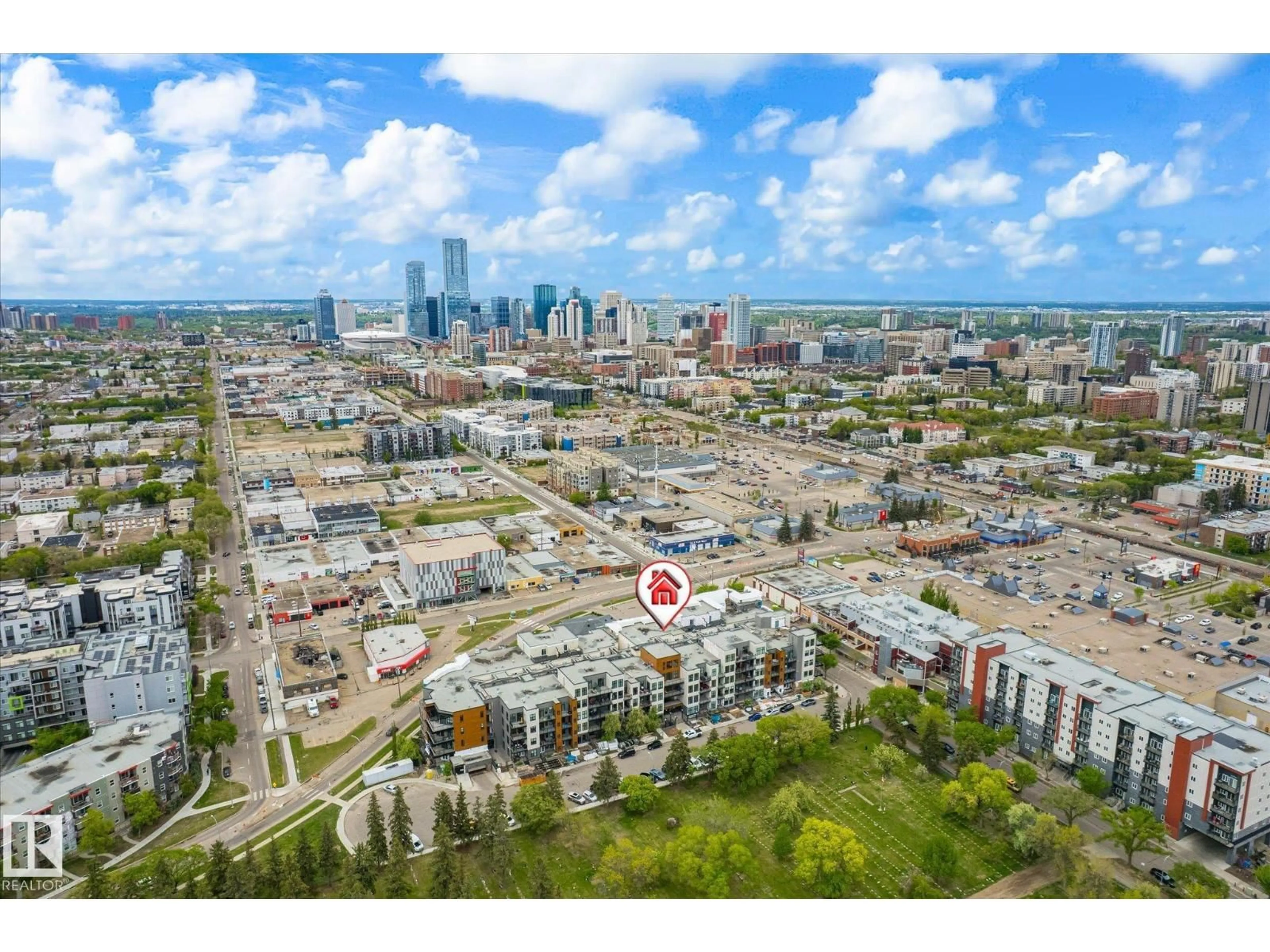 A pic from outside/outdoor area/front of a property/back of a property/a pic from drone, city buildings view from balcony for #103 - 10531 117 ST, Edmonton Alberta T5H0A8