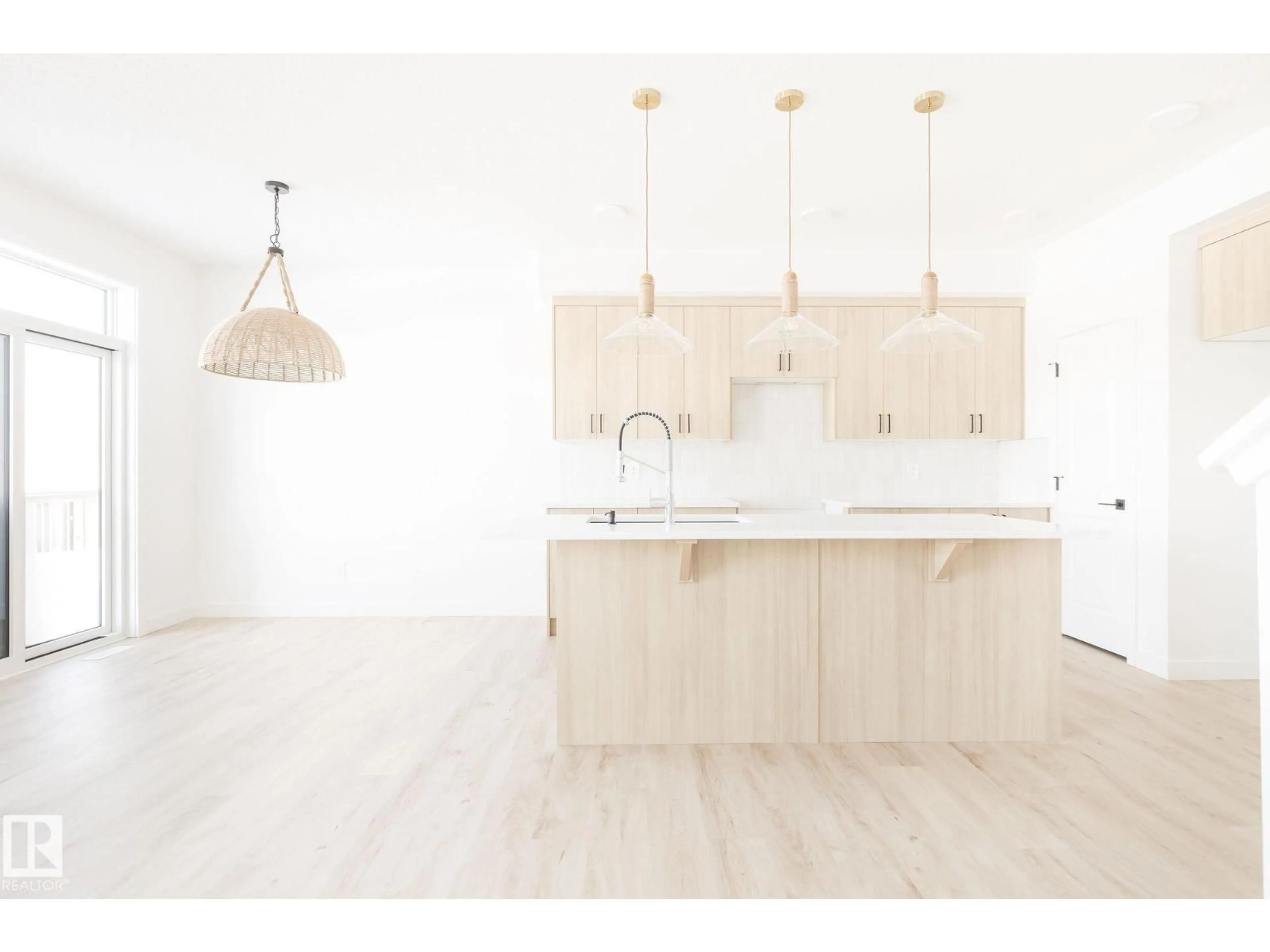 Open concept kitchen, wood/laminate floor for 29 CHARTRES CL, St. Albert Alberta T8T2C9