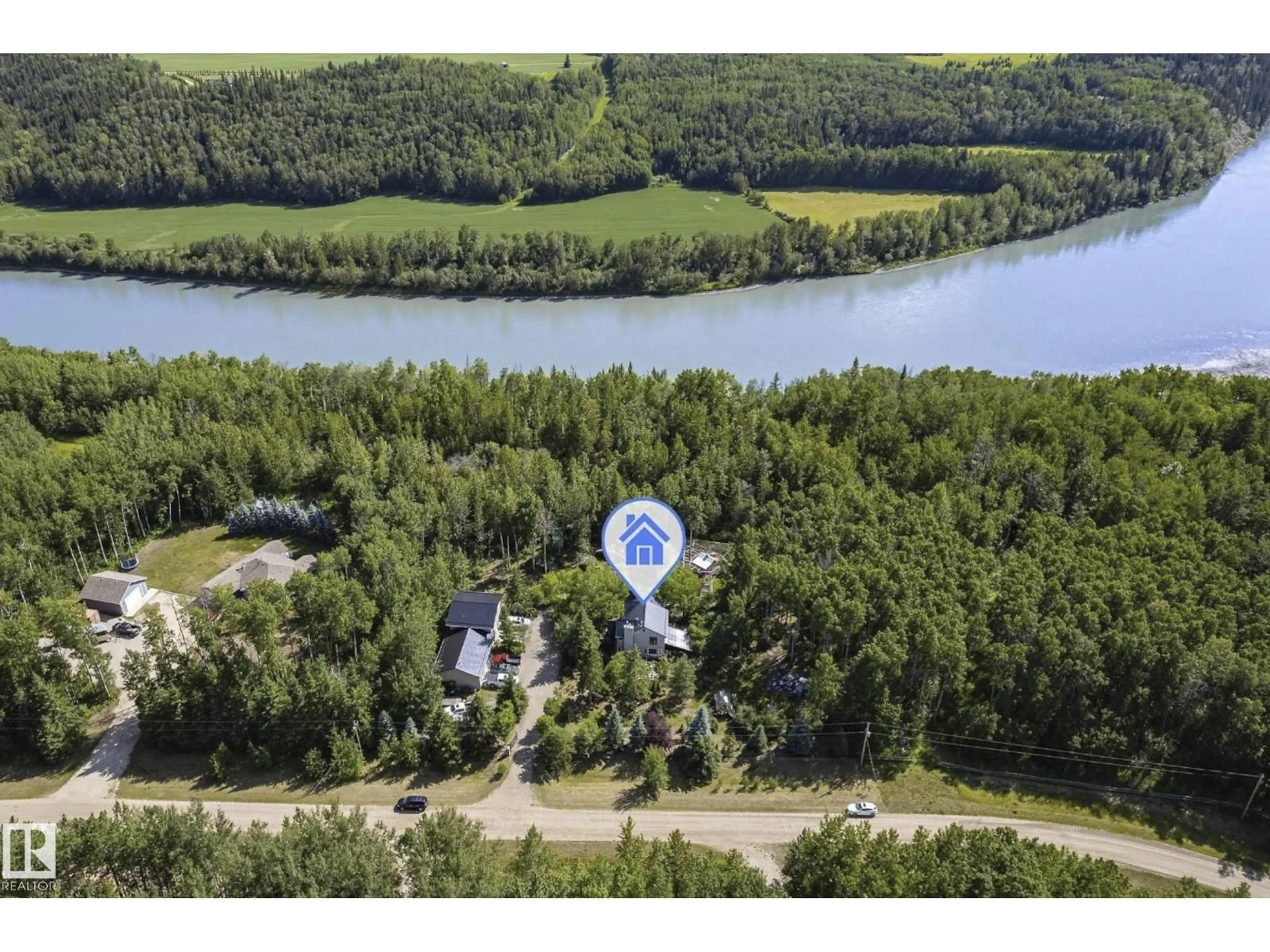 A pic from outside/outdoor area/front of a property/back of a property/a pic from drone, water/lake/river/ocean view for 50322 - 44 RGE ROAD 10, Rural Parkland County Alberta T7Y2A1