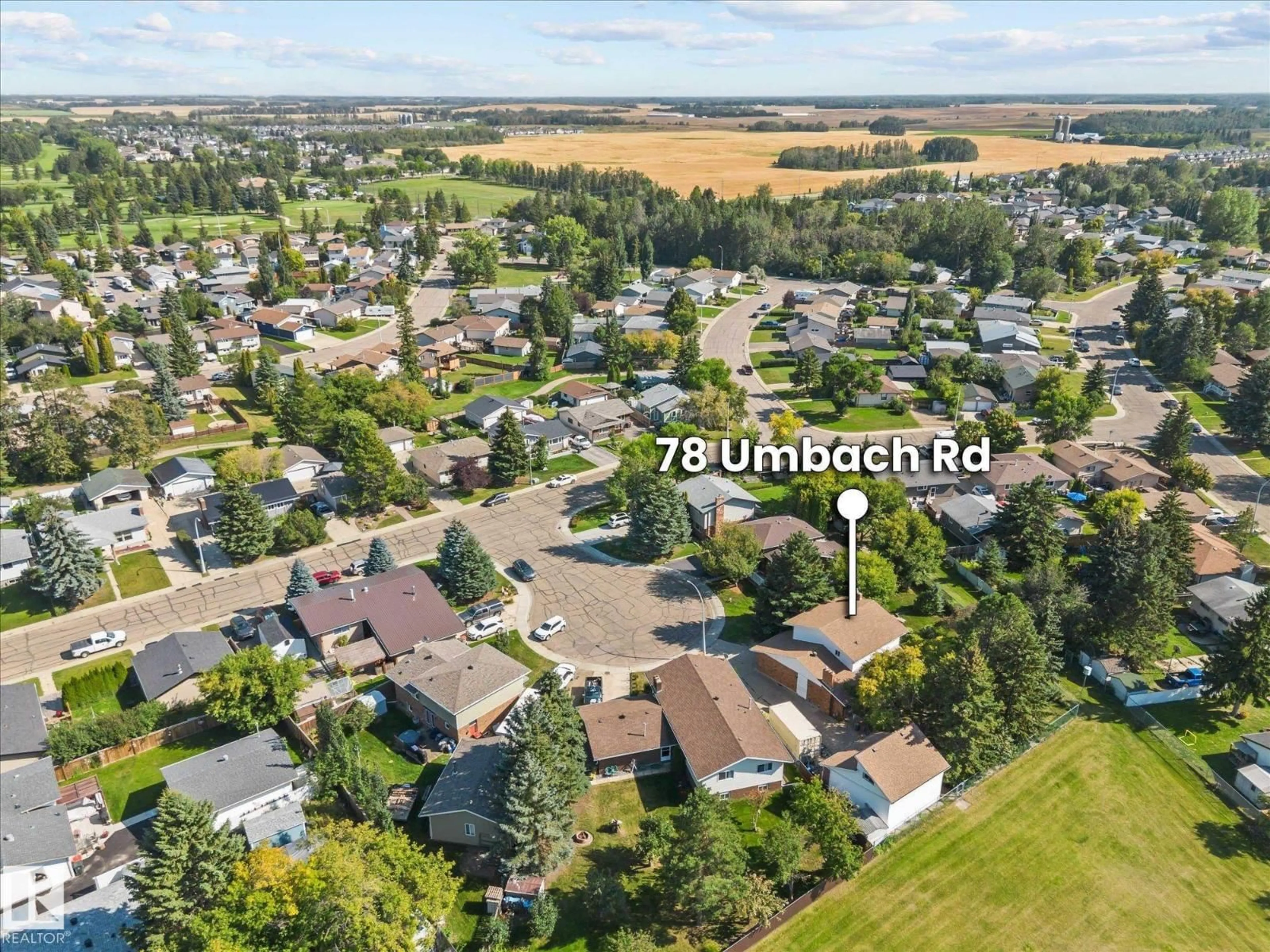 A pic from outside/outdoor area/front of a property/back of a property/a pic from drone, unknown for 78 UMBACH RD, Stony Plain Alberta T7Z1H2