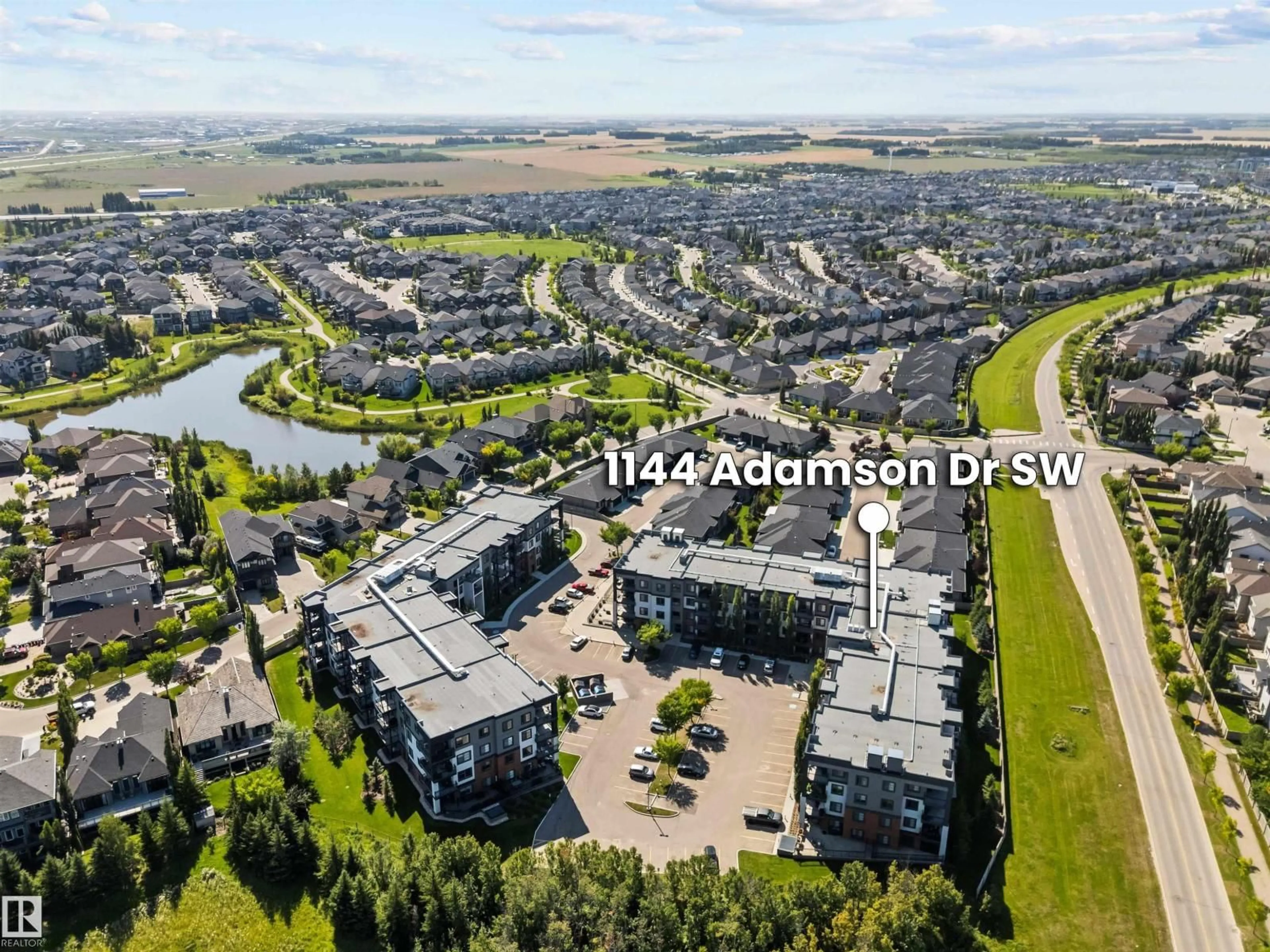 A pic from outside/outdoor area/front of a property/back of a property/a pic from drone, water/lake/river/ocean view for #209 - 1144 ADAMSON DR, Edmonton Alberta T6W2X7