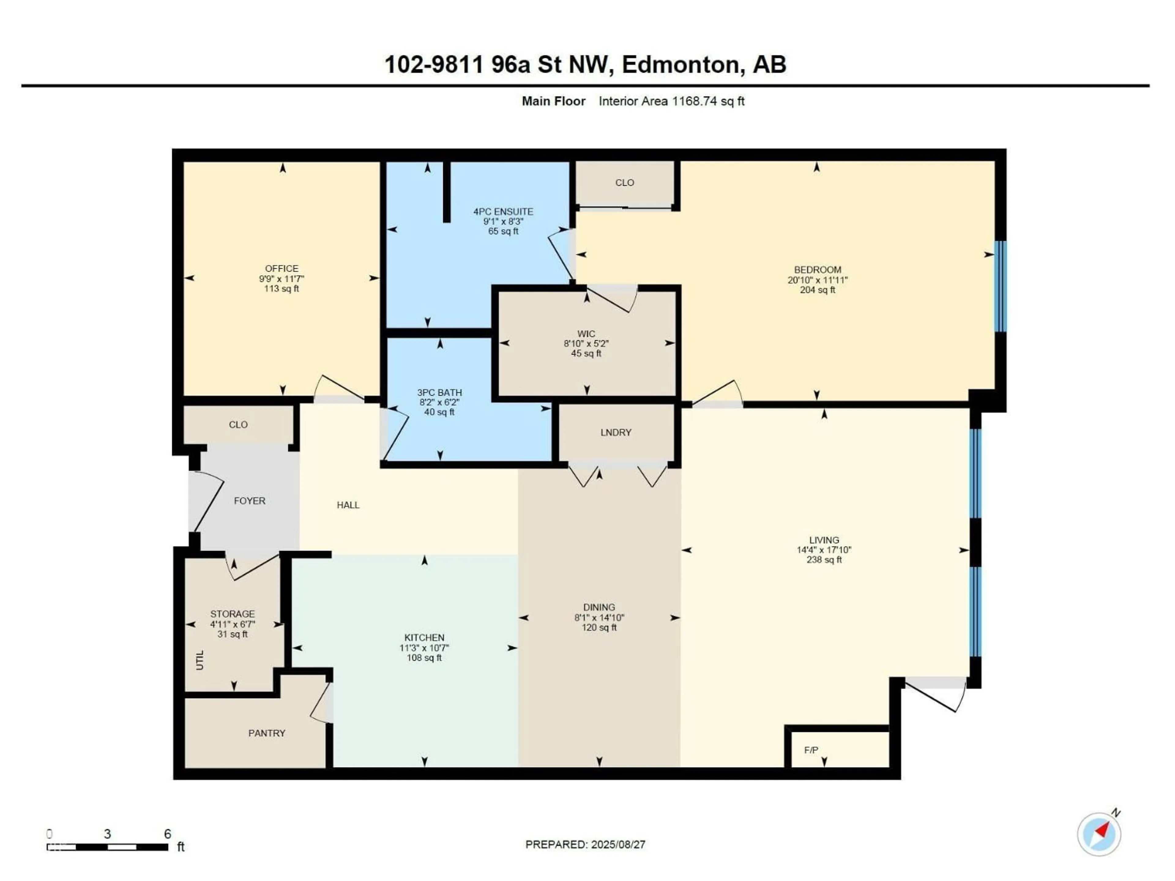 Floor plan for #102 - 9811 96A ST NW, Edmonton Alberta T6A4A4