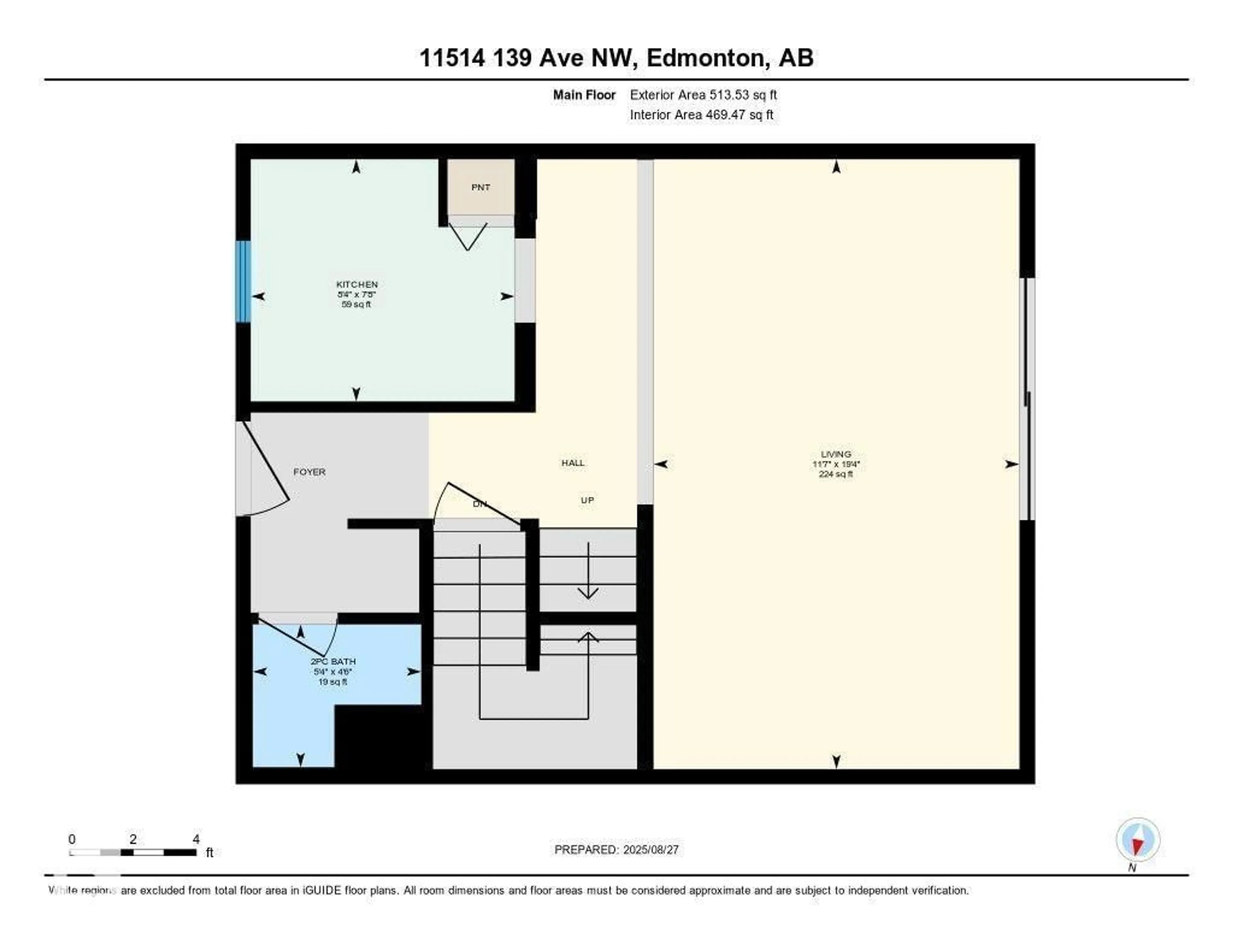 Floor plan for 11514 139 AV, Edmonton Alberta T5X3L4