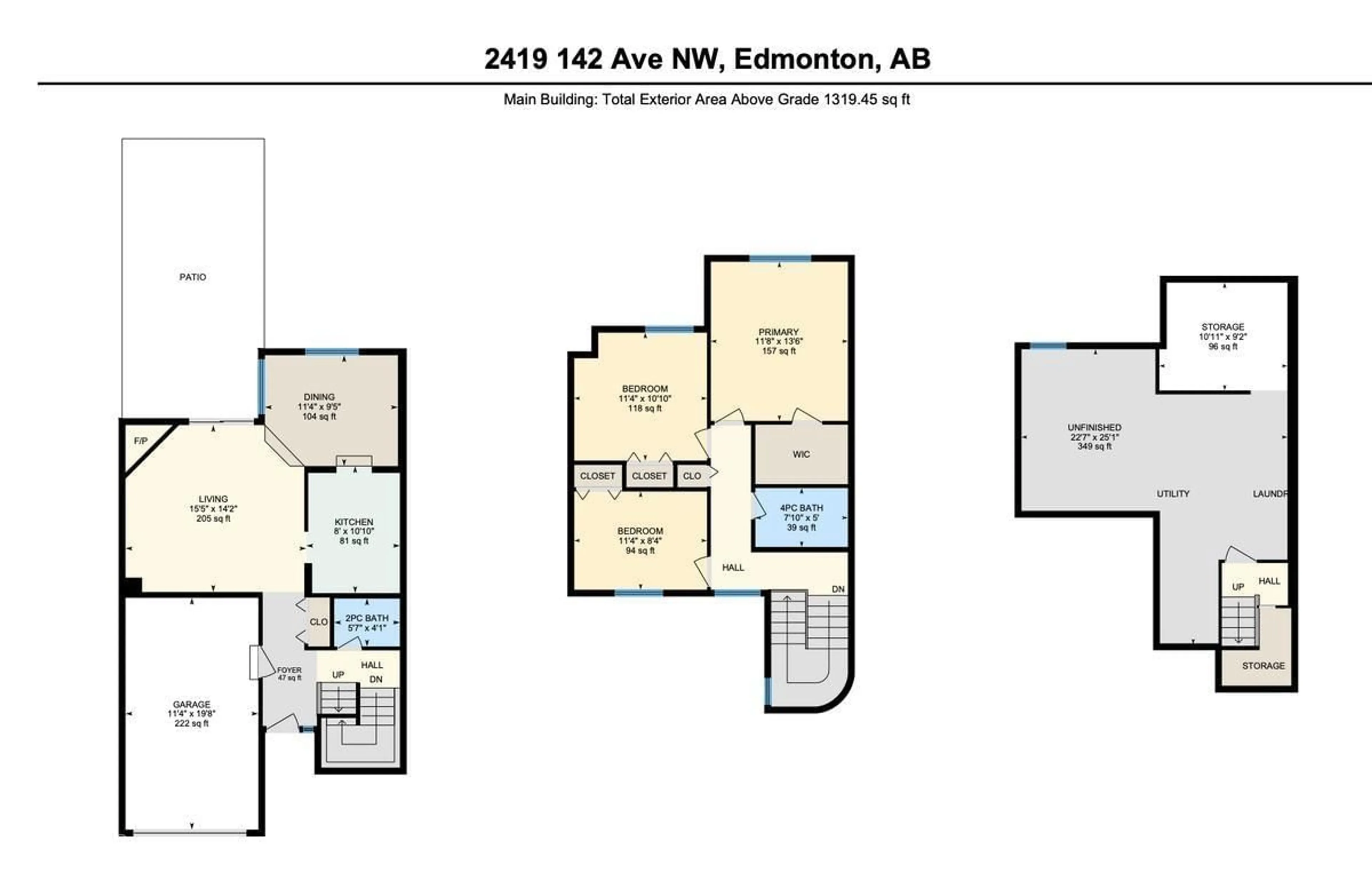 Floor plan for 2419 142 AV, Edmonton Alberta T5Y1Y3