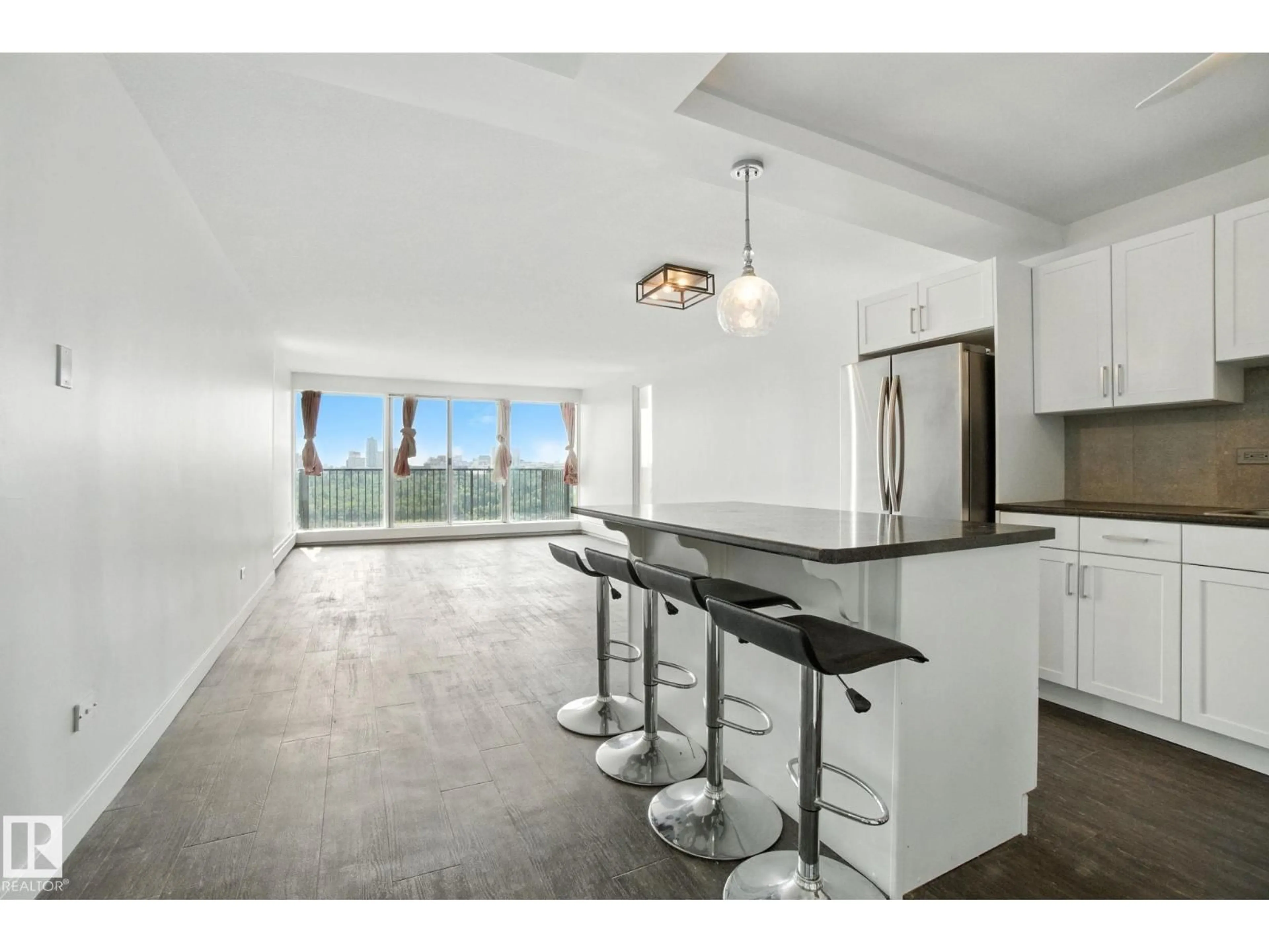 Open concept kitchen, ceramic/tile floor for 703 - 9908 114 ST NW, Edmonton Alberta T5K1R1