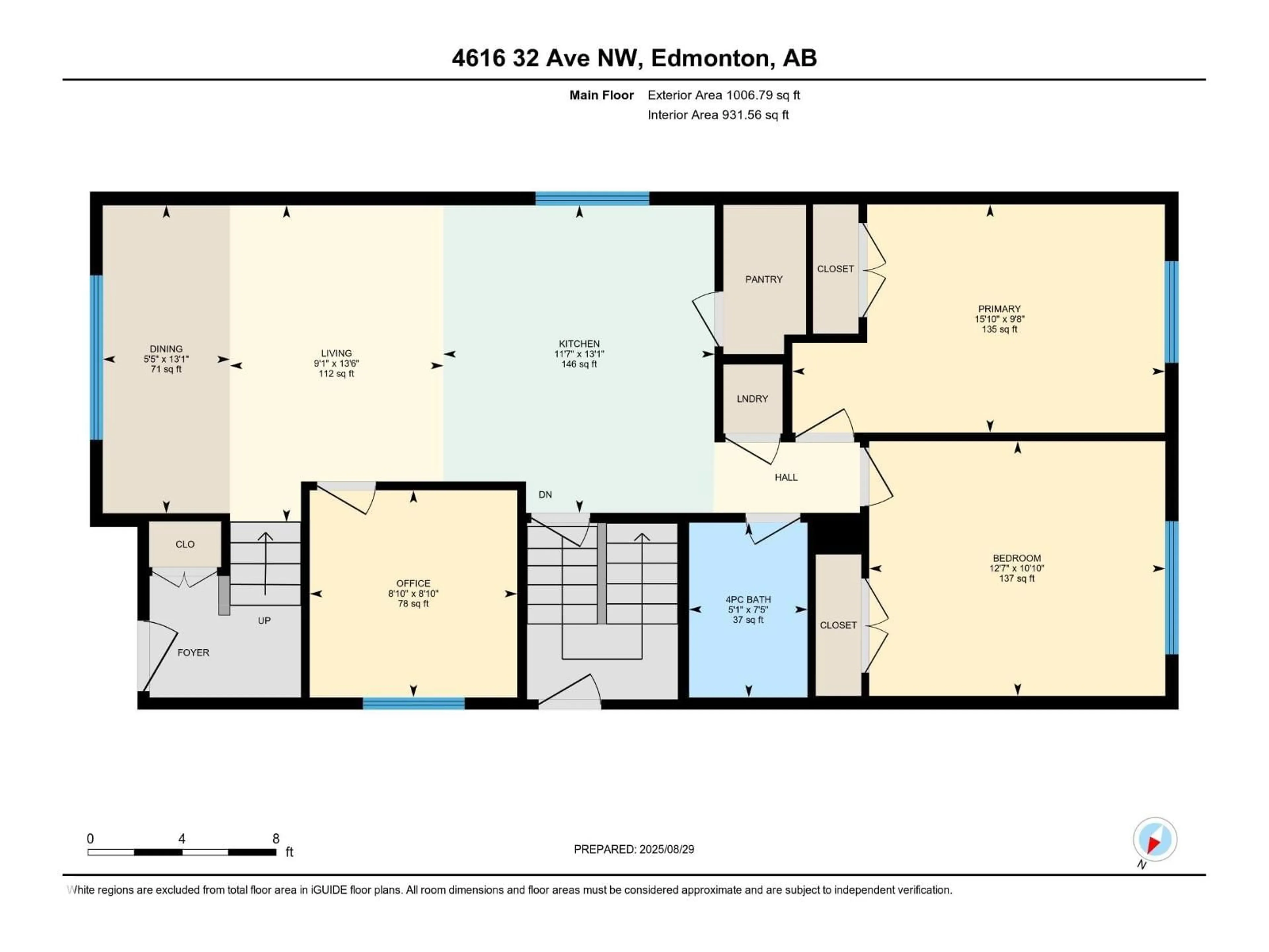 Floor plan for 4616 32 AV, Edmonton Alberta T6L5J4