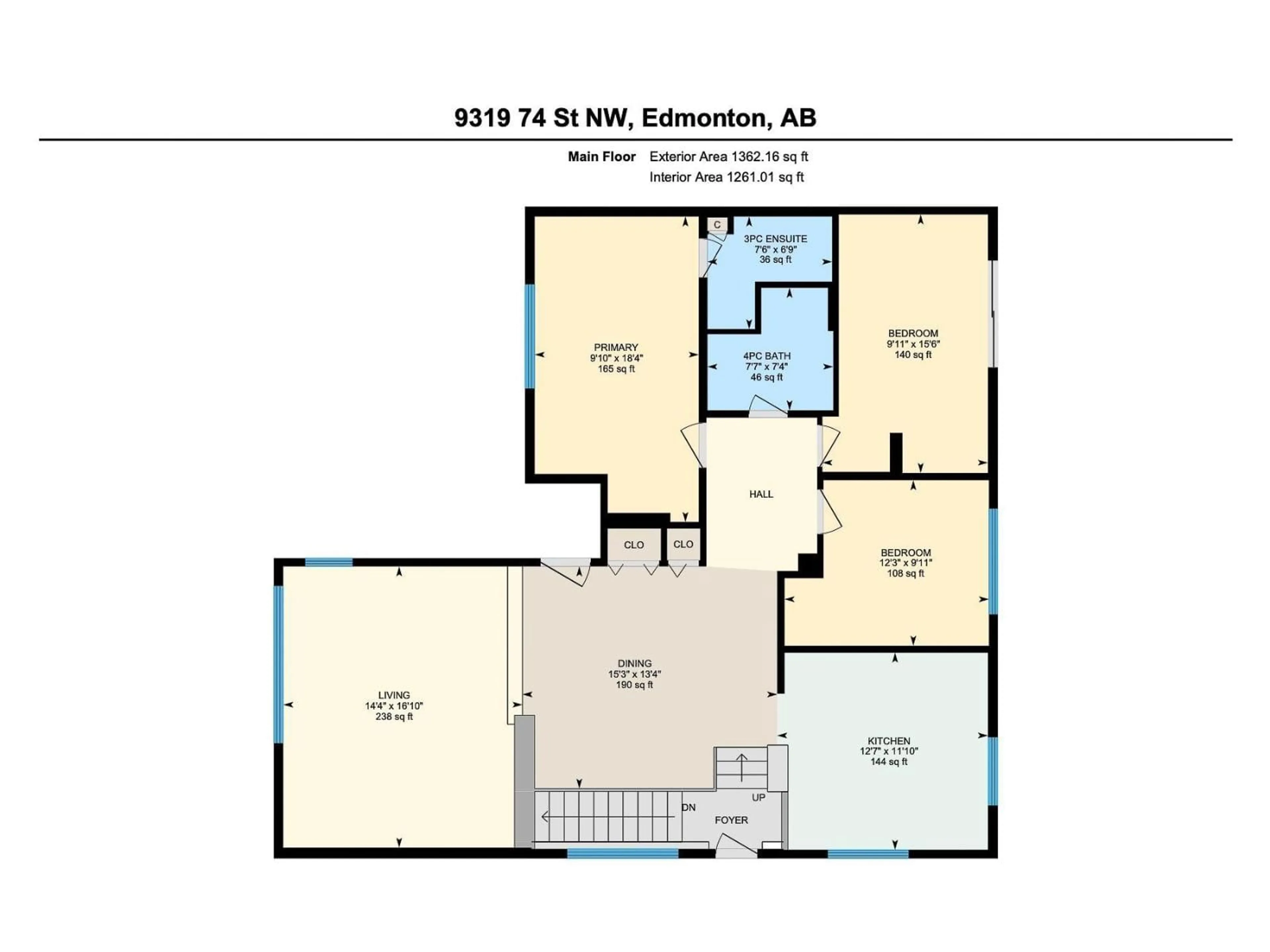 Floor plan for 9319 74 ST, Edmonton Alberta T6B2B5