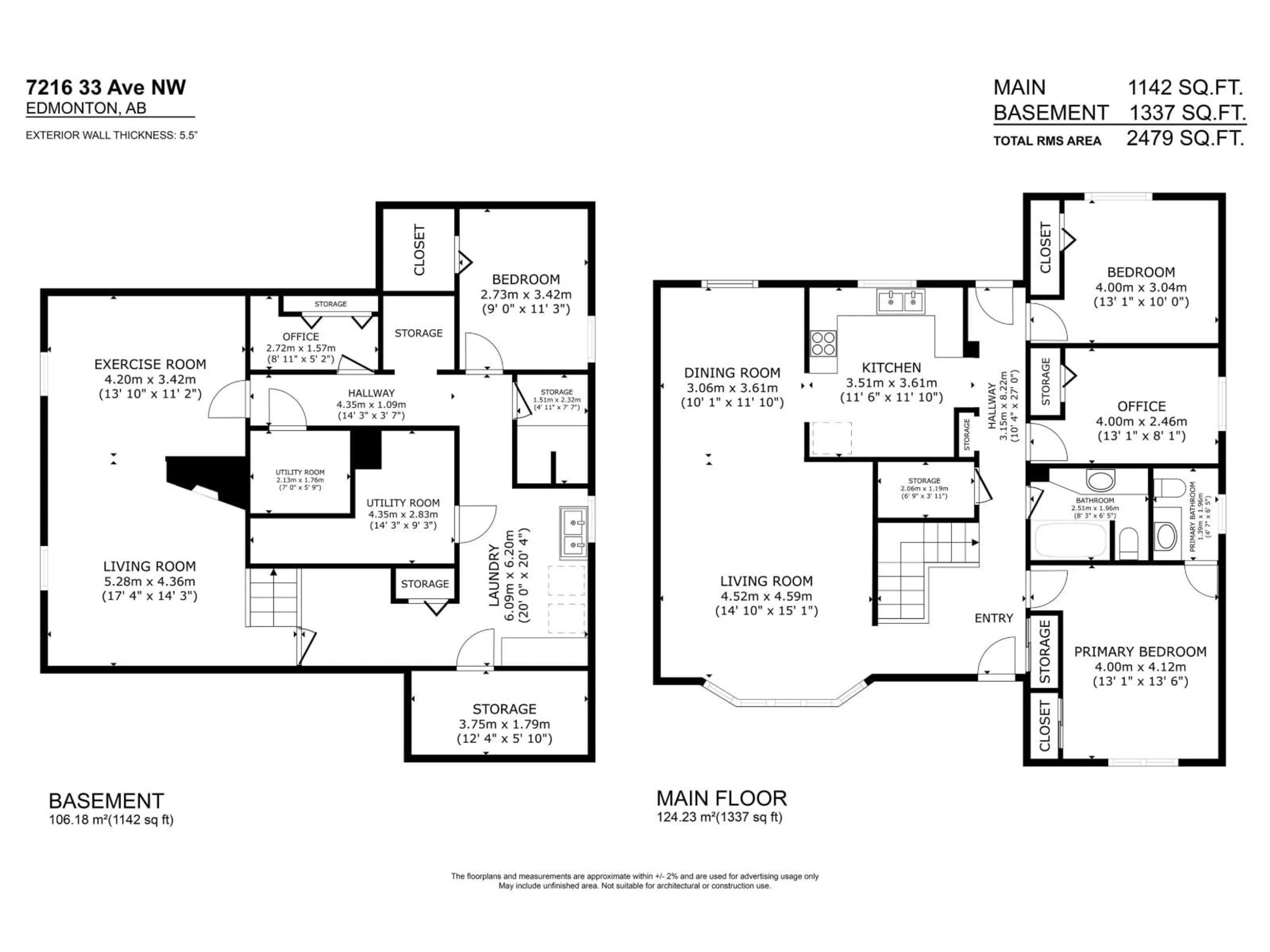 Floor plan for 7216 33 AV NW, Edmonton Alberta T6K1K3