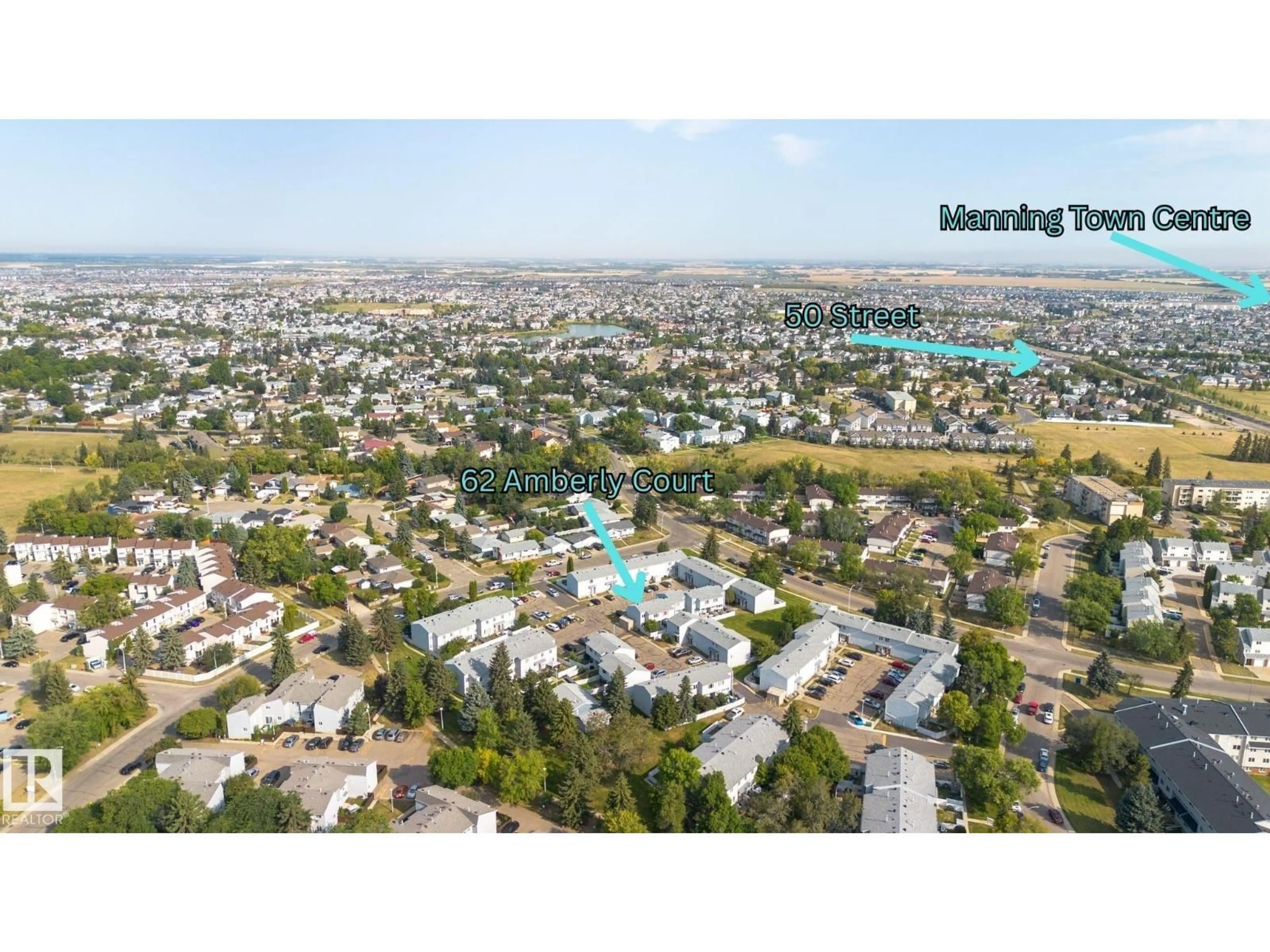 A pic from outside/outdoor area/front of a property/back of a property/a pic from drone, unknown for 62 AMBERLY CO, Edmonton Alberta T5A0H9