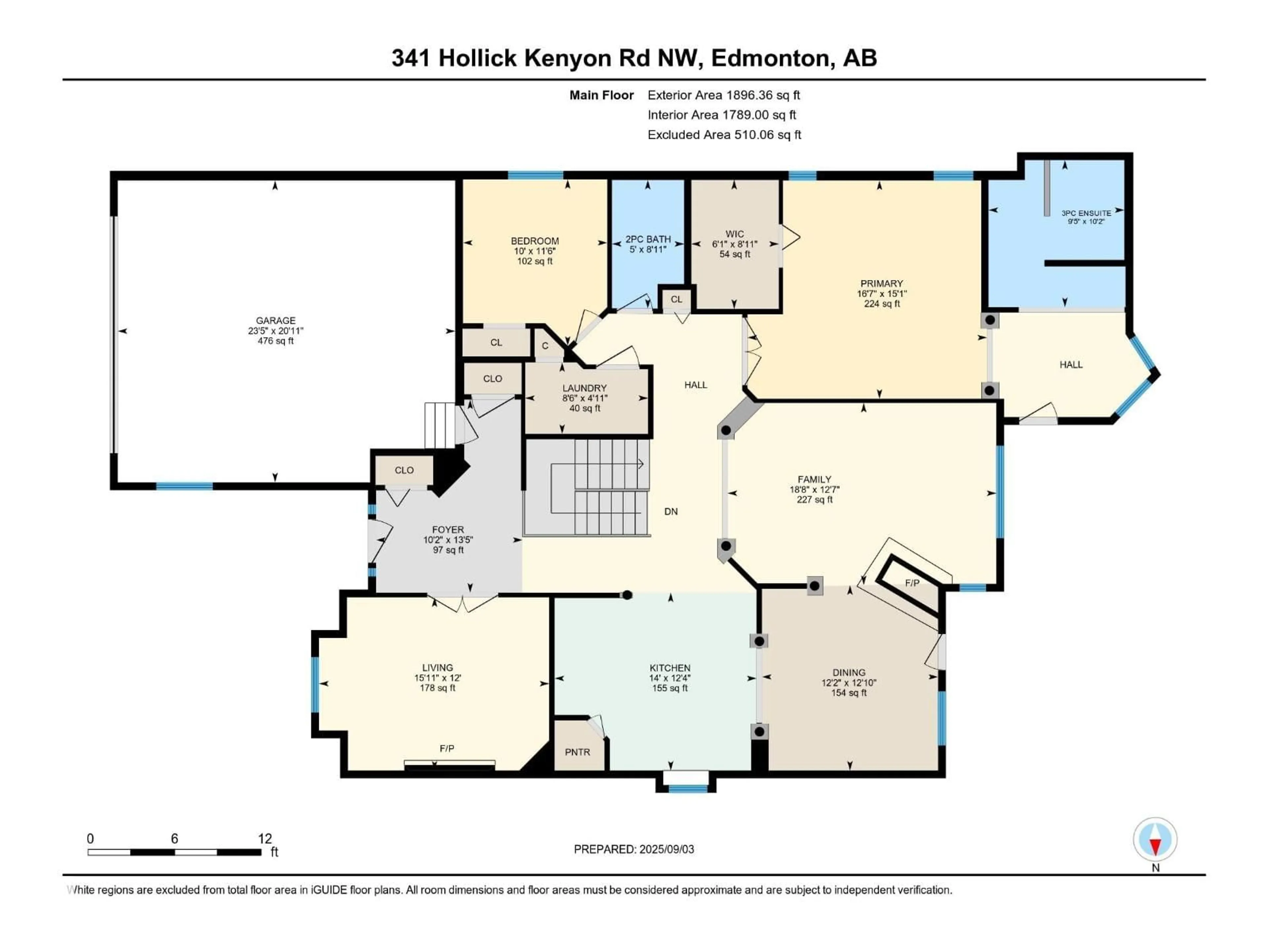 Floor plan for 341 HOLLICK-KENYON RD, Edmonton Alberta T5Y2T6